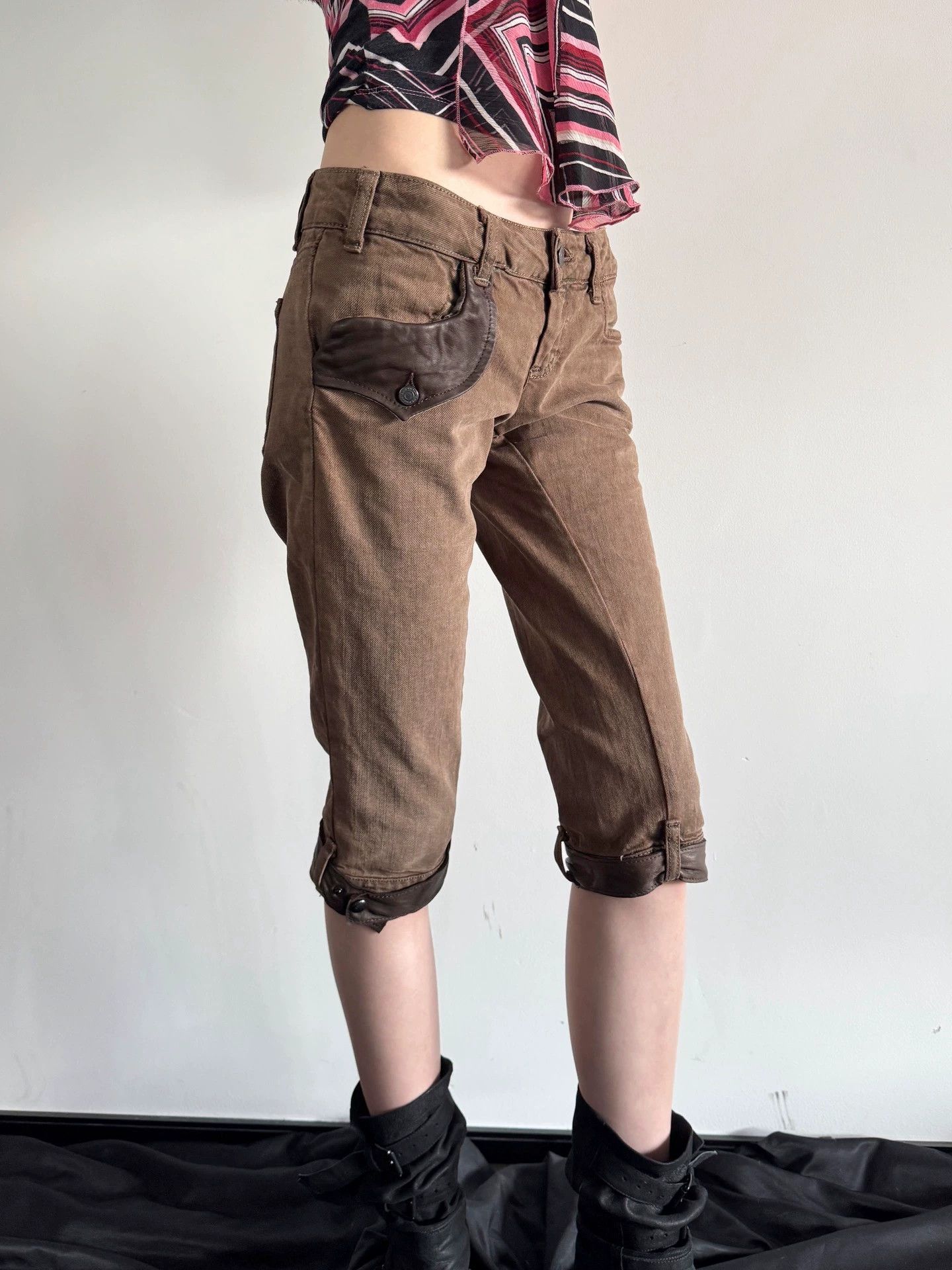 Vintage UK Brand Vintage Denim & Leather Mid-Shorts S Size 26" / US 2 / IT 38 - 5 Thumbnail