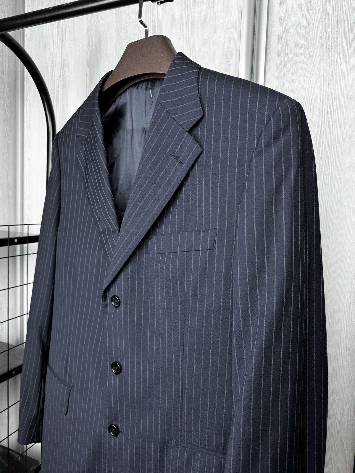 Boggi Boggi Milano blue pinstripe wool 2 button blazer suit jacket Size 42R - 4 Thumbnail