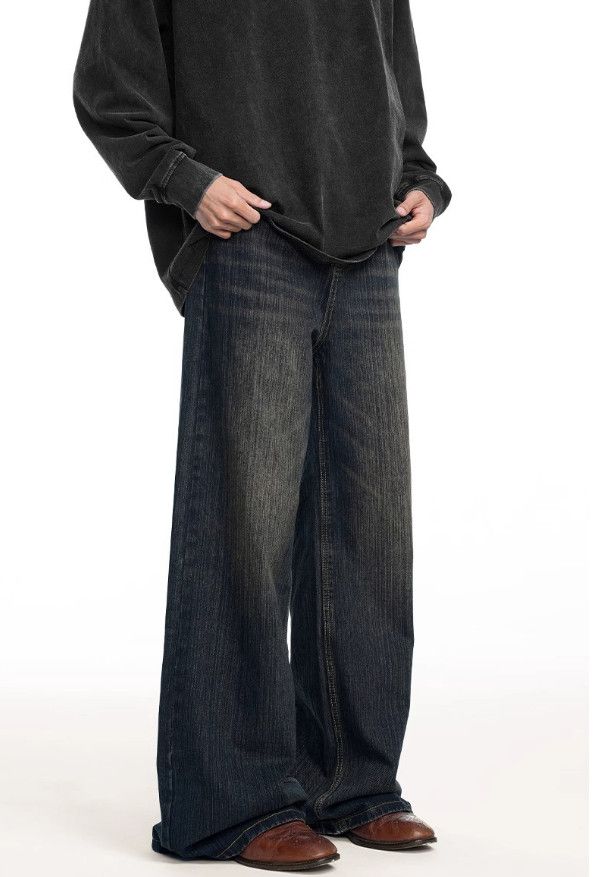 Japanese Brand Men's American Retro Straight Leg Loose Wide Leg Jeans Size US 32 / EU 48 - 3 Thumbnail