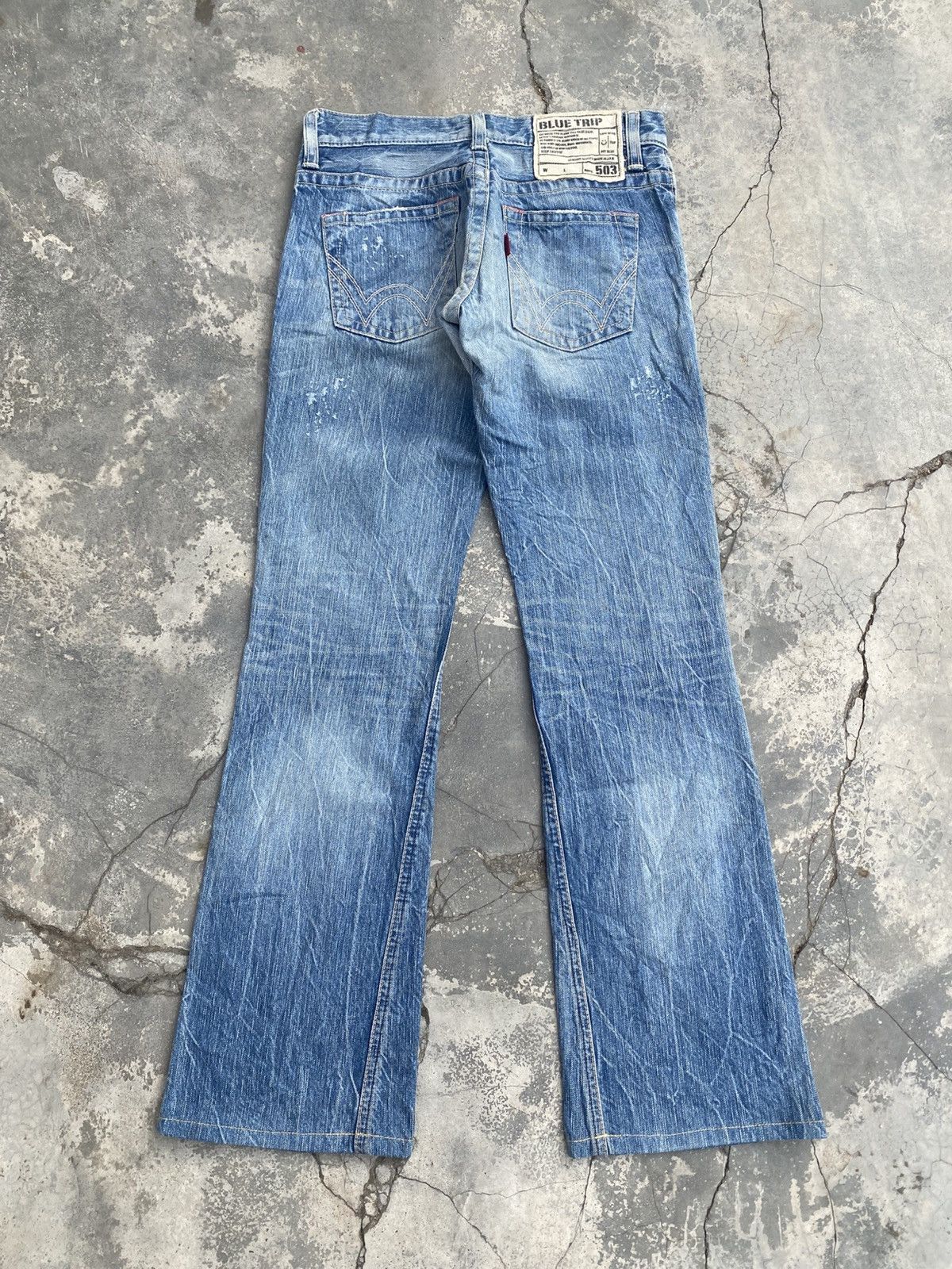 Edwin × Japanese Brand EDWIN 503 Distressed Flare Size 29" - 2 Thumbnail