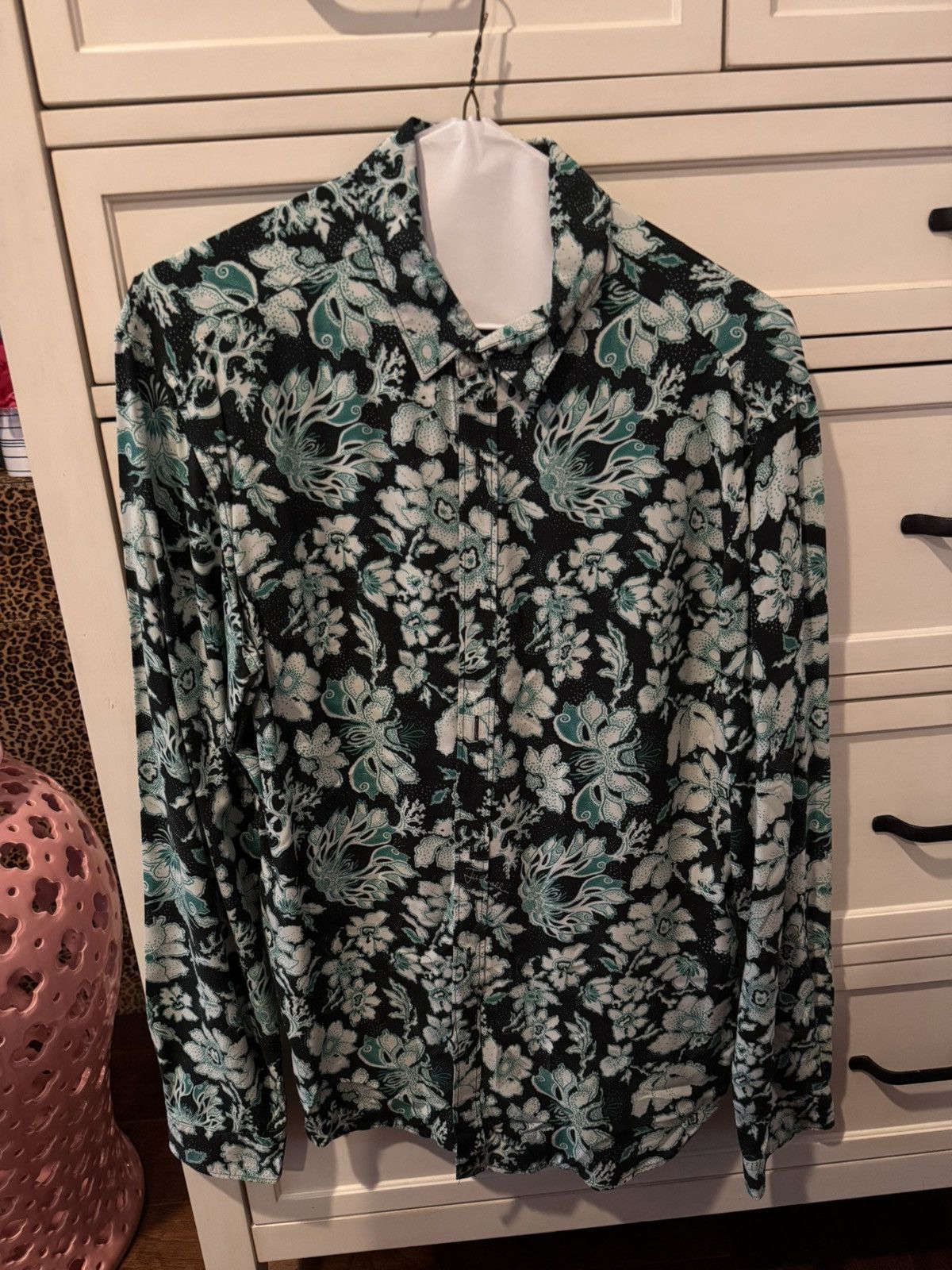 Just Cavalli justcavalli green floral dress shirt (46 size = small) Size 36S - 1 Thumbnail