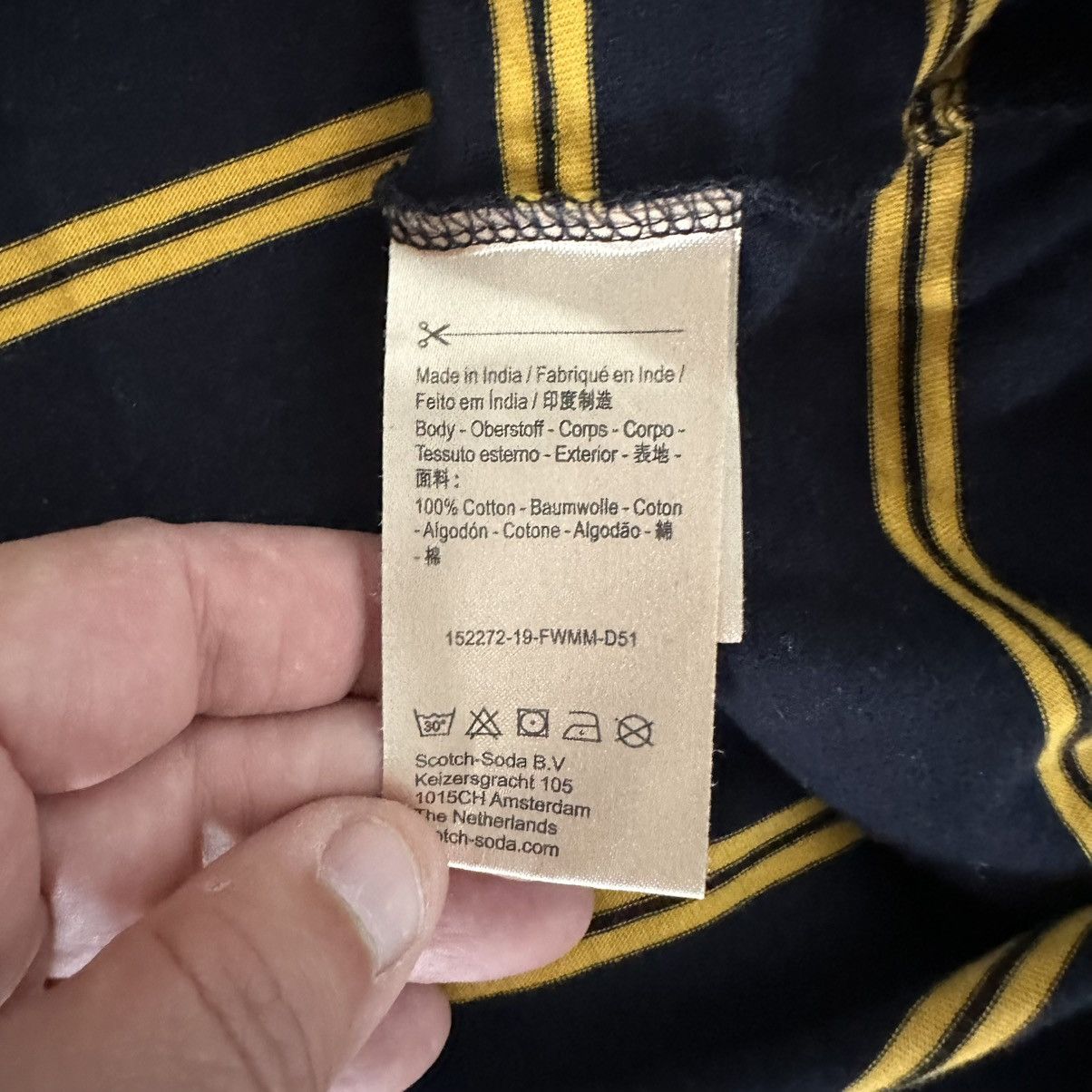 Scotch & Soda Scotch & Soda Black and Yellow Striped Tshirt Size L Size US L / EU 52-54 / 3 - 6 Thumbnail