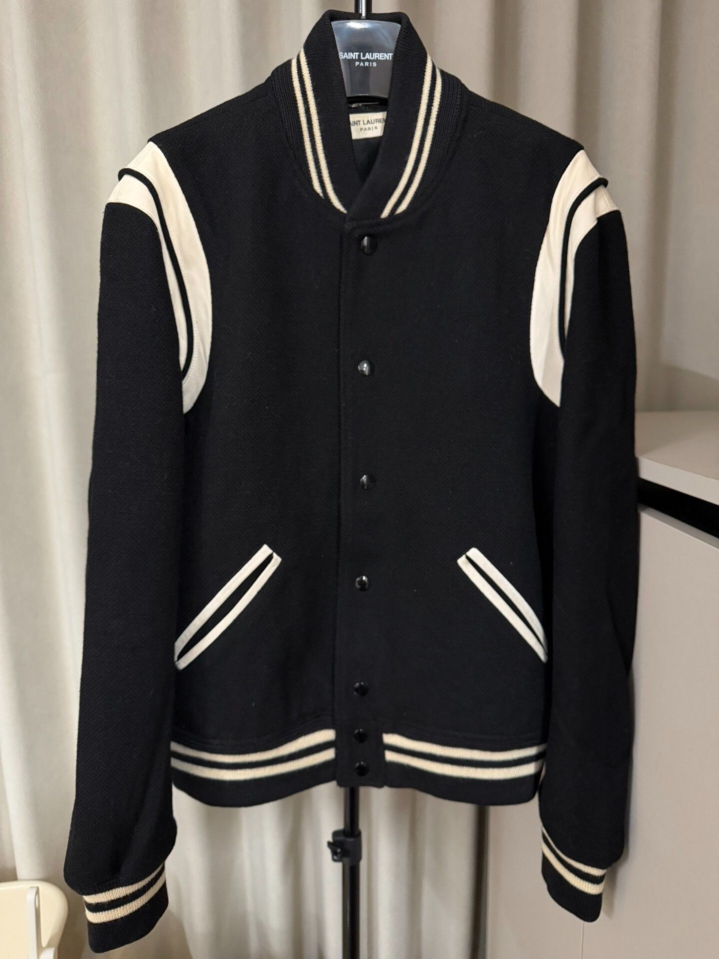 Saint Laurent Paris Saint Laurent 14FW Black White Baseball Jacket Size US L / EU 52-54 / 3 - 1 Thumbnail