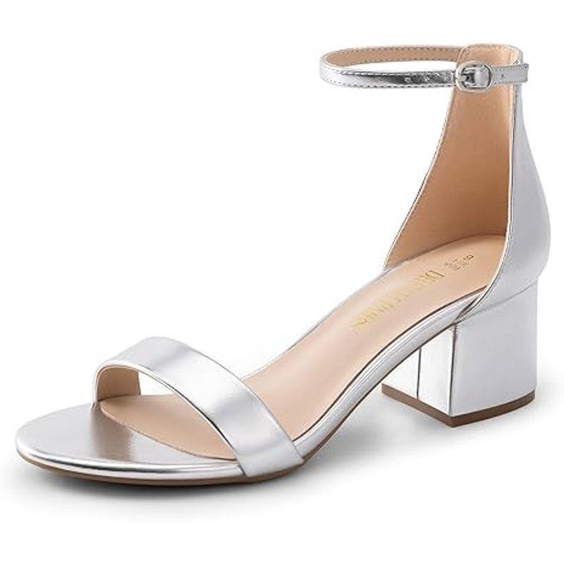 Other Dream Pairs Womens 8.5 Silver Block Heel Ankle Strap Sandals Size US 8.5 / IT 38.5 - 1 Thumbnail