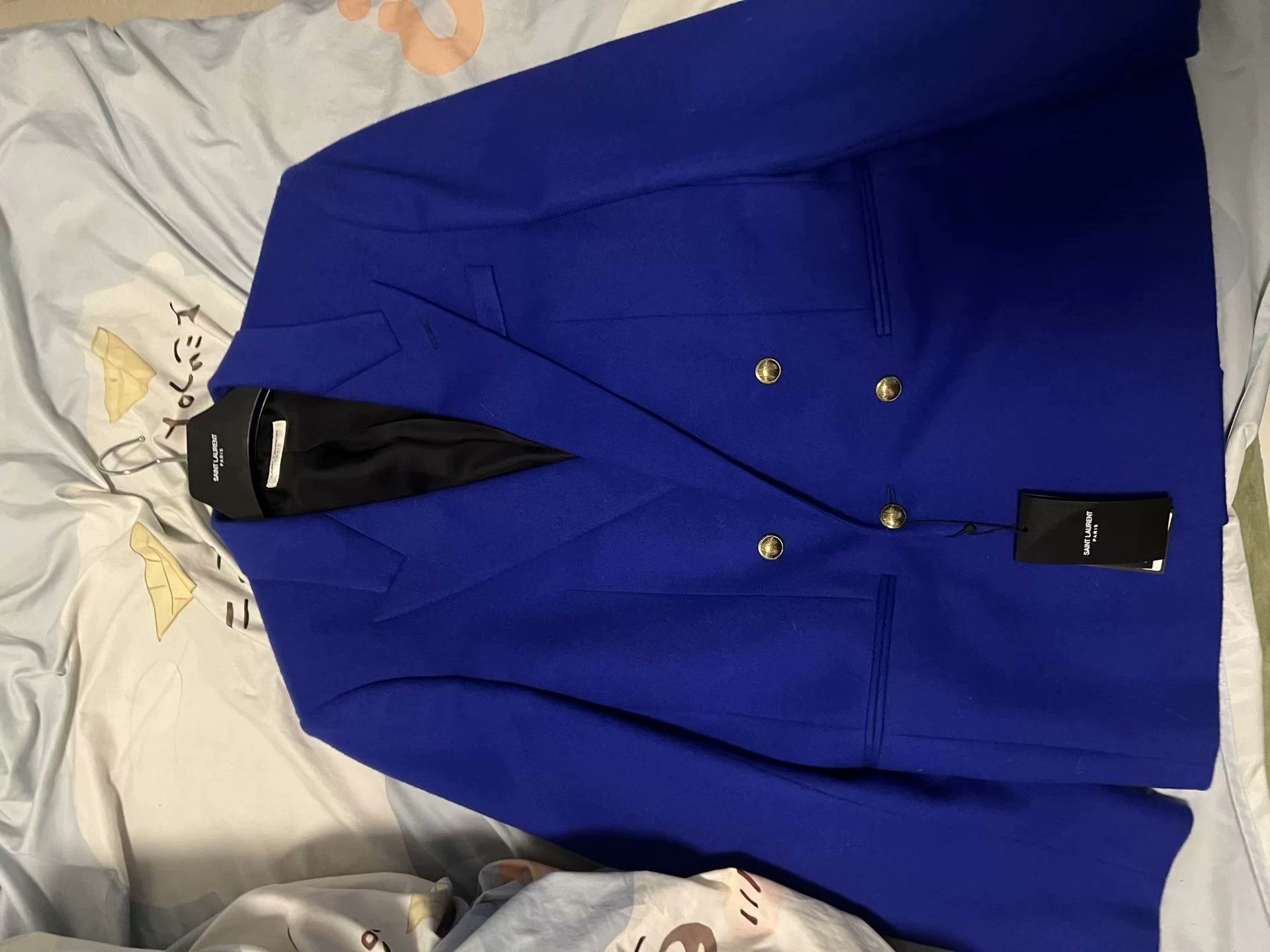 Saint Laurent Paris Saint Laurent Klein Blue Flannel Blazer Size US L / EU 52-54 / 3 - 1 Thumbnail