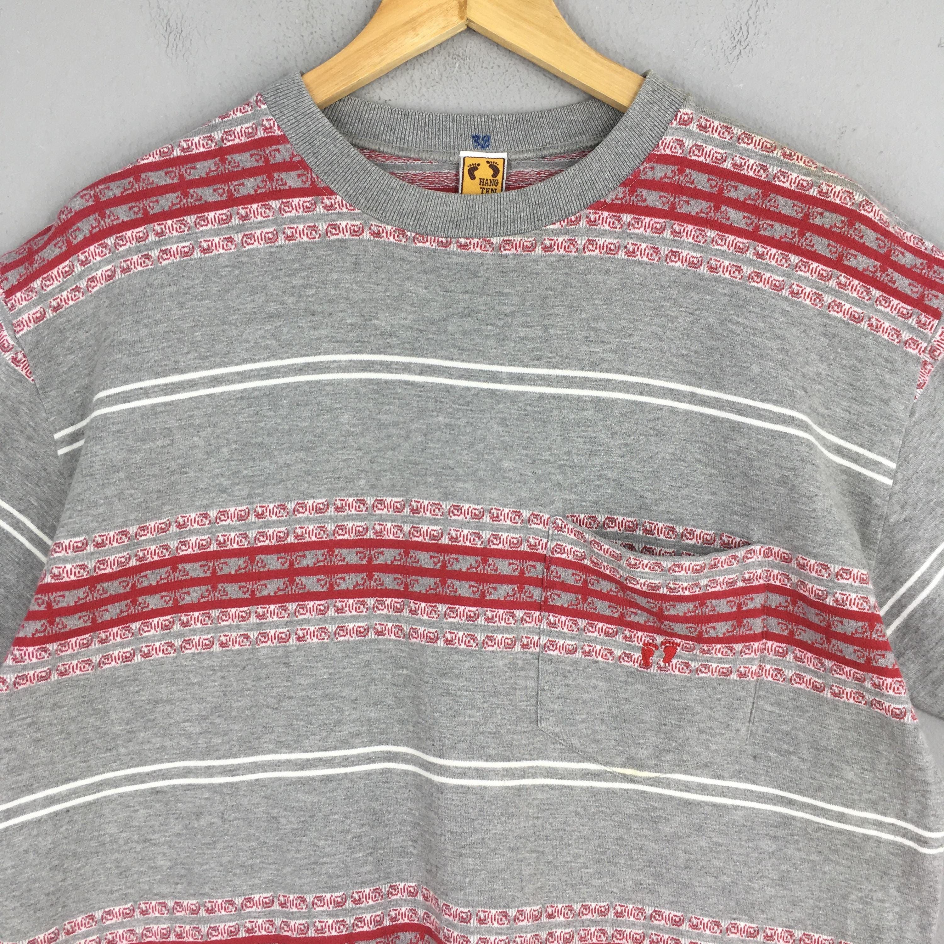 Hang Ten Vintage 90's Hang Ten Stripes Gray T shirt Large Size US L / EU 52-54 / 3 - 2 Thumbnail