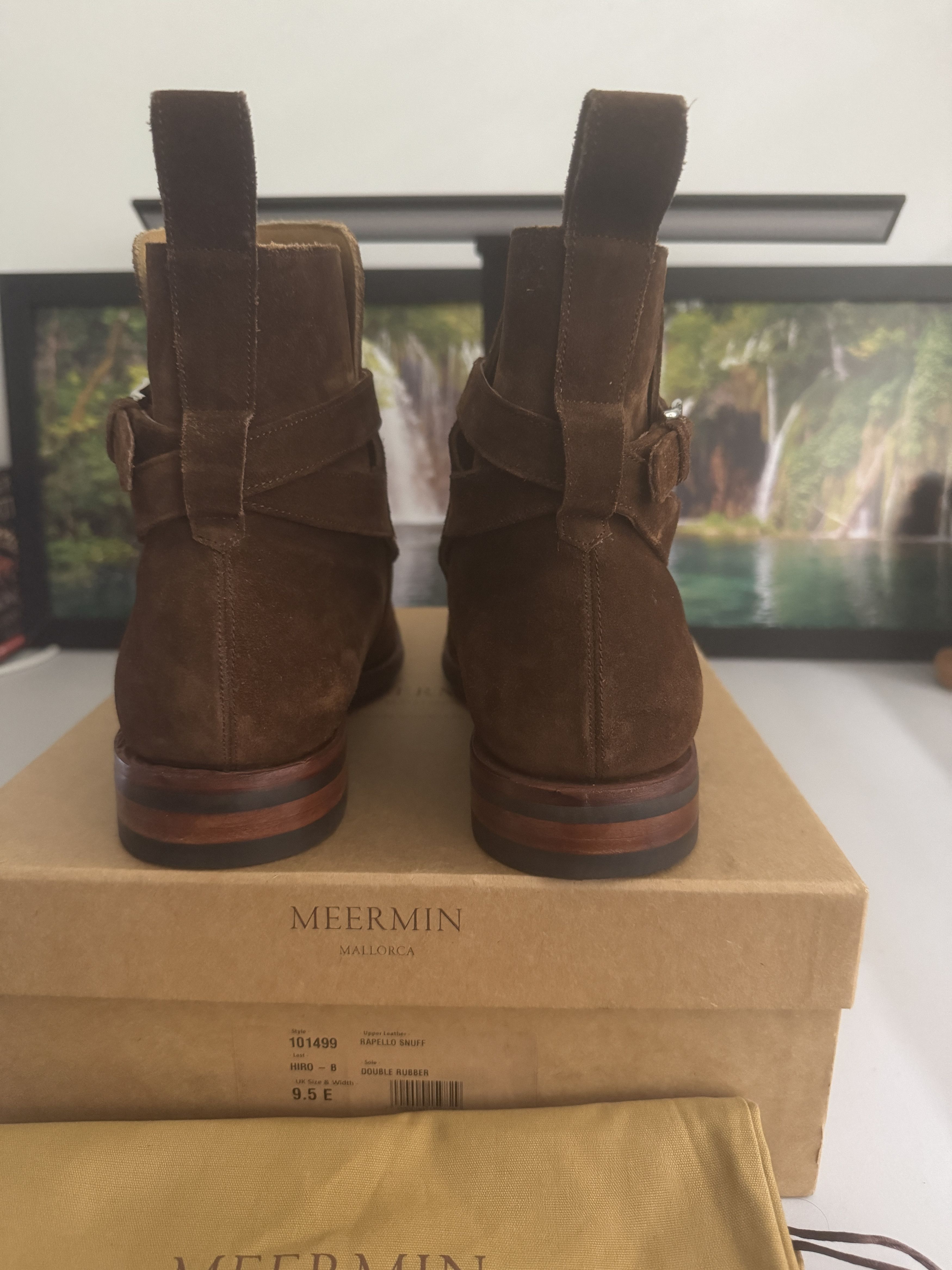 Meermin Meermin Handmade Brown Italian Suede Chelsea Jodphur Boots Size US 10.5 / EU 43-44 - 4 Thumbnail