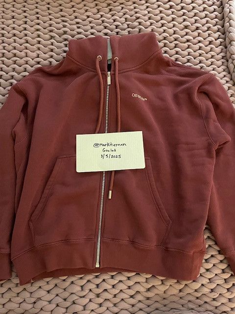 Off-White Off White Brand New Maroon Zip Up Hoodie - Size XL Size US XL / EU 56 / 4 - 1 Thumbnail