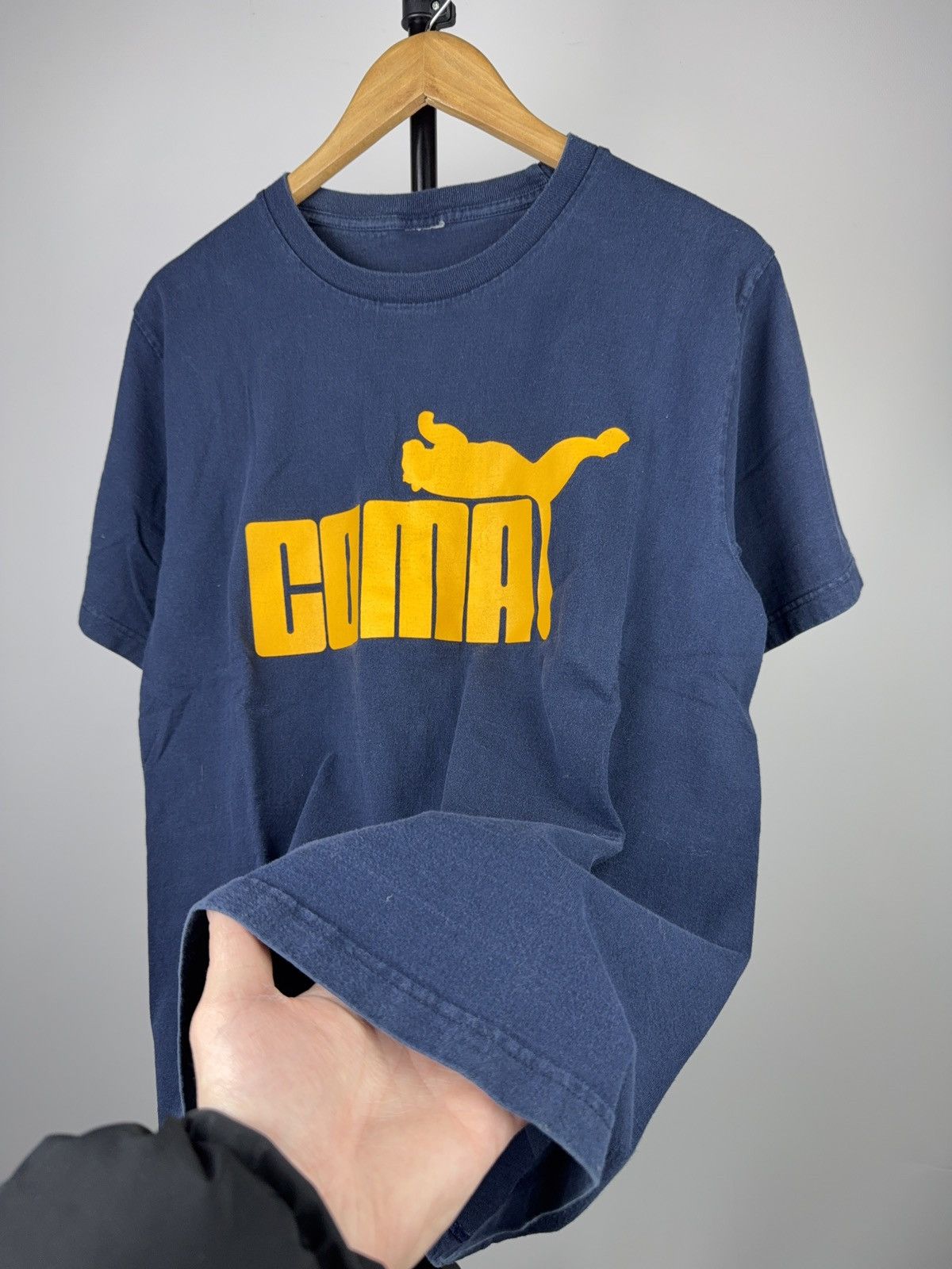 Puma Vintage 00s Funny Humour COMA Puma Graphic T-Shirt Navy Blue Size US M / EU 48-50 / 2 - 6 Thumbnail