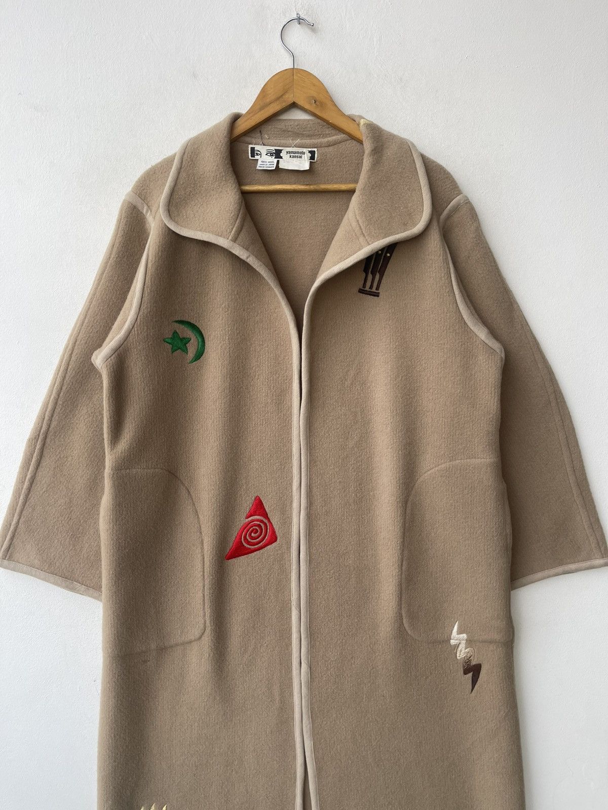 Kansai Yamamoto ARCHIVAL Kansai Yamamoto Wool Coat Embroidered Symbols Rare Size US L / EU 52-54 / 3 - 5 Thumbnail