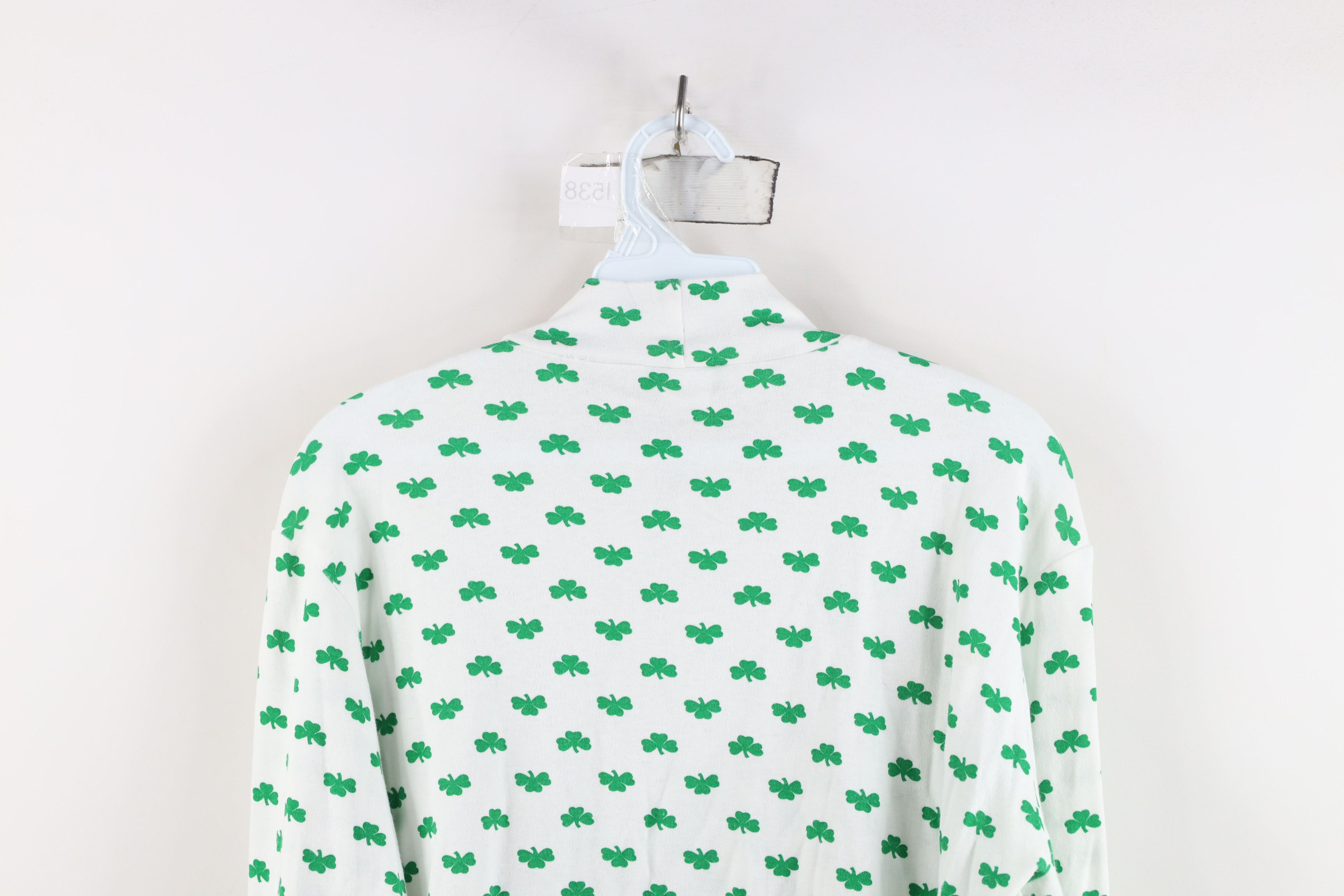 Vintage Vintage 90s Patricks Day Clover Mock Neck T-Shirt USA Size M / US 6-8 / IT 42-44 - 8 Thumbnail