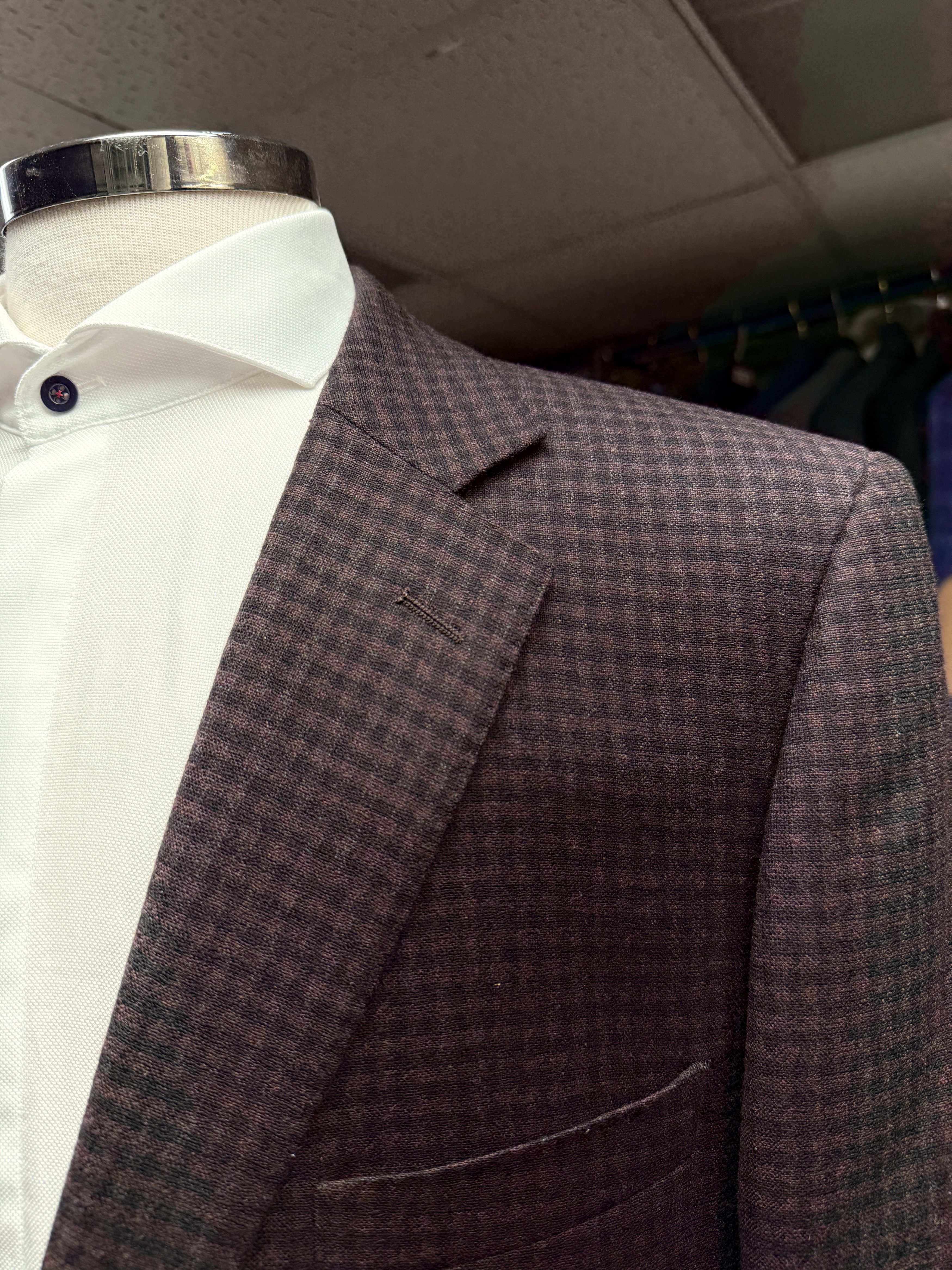 Designer × Other Sartoria Tosi 44R Maroon Plaid Sport Jacket Size 44R - 1 Thumbnail