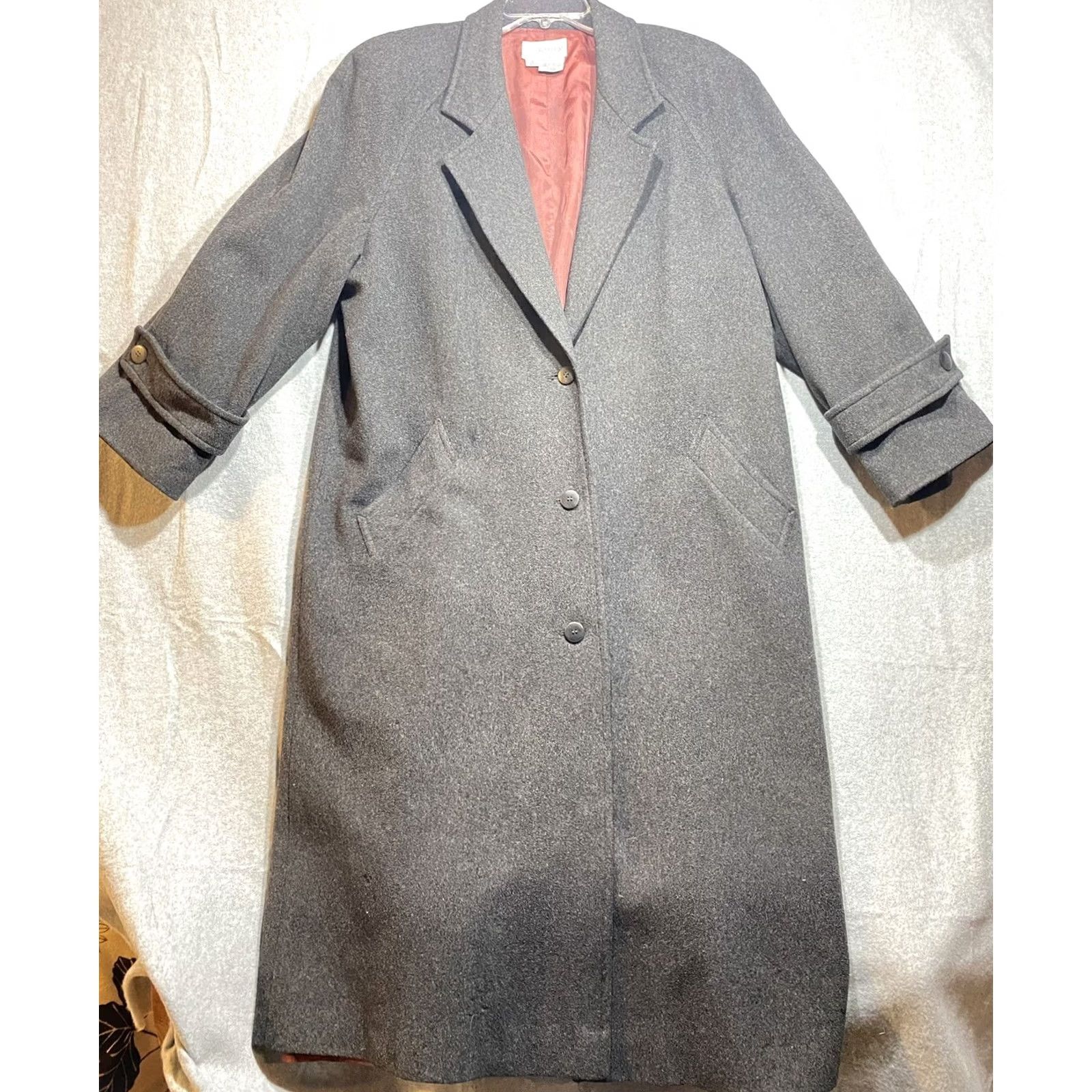 Vintage VINTAGE Breckenridge Wool Jacket Coat Long Dark Gray Sz 8 OverCoat Button Womens Winter Casual 90s Size M / US 6-8 / IT 42-44 - 3 Thumbnail