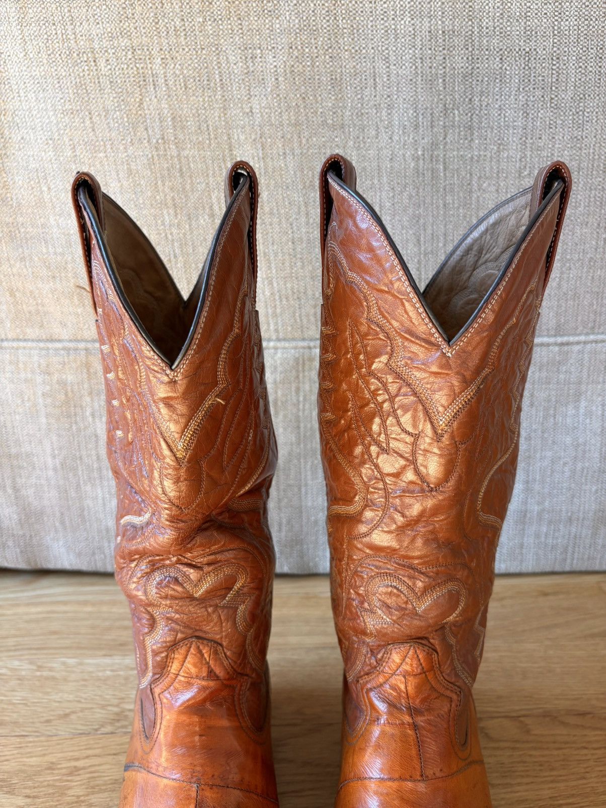 Other Montana Vintage 90s Eel Skin Cowboy Boots Tan Western 9 E Size US 9 / EU 42 - 5 Thumbnail