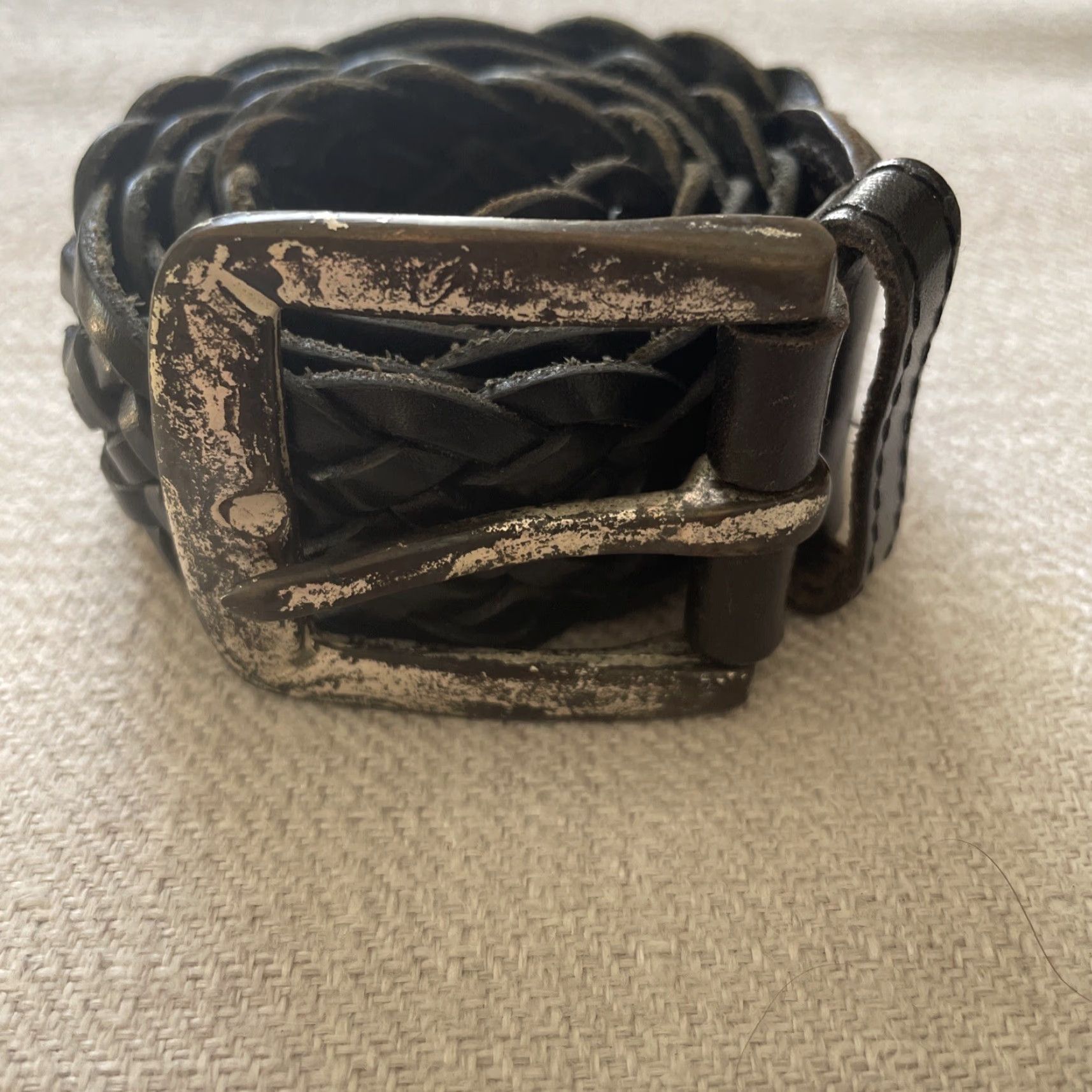Fossil VINTAGE Fossil Braided Leather Belt Western Black Cowgirl 90s Med 35” Womens Belt Size ONE SIZE - 4 Thumbnail