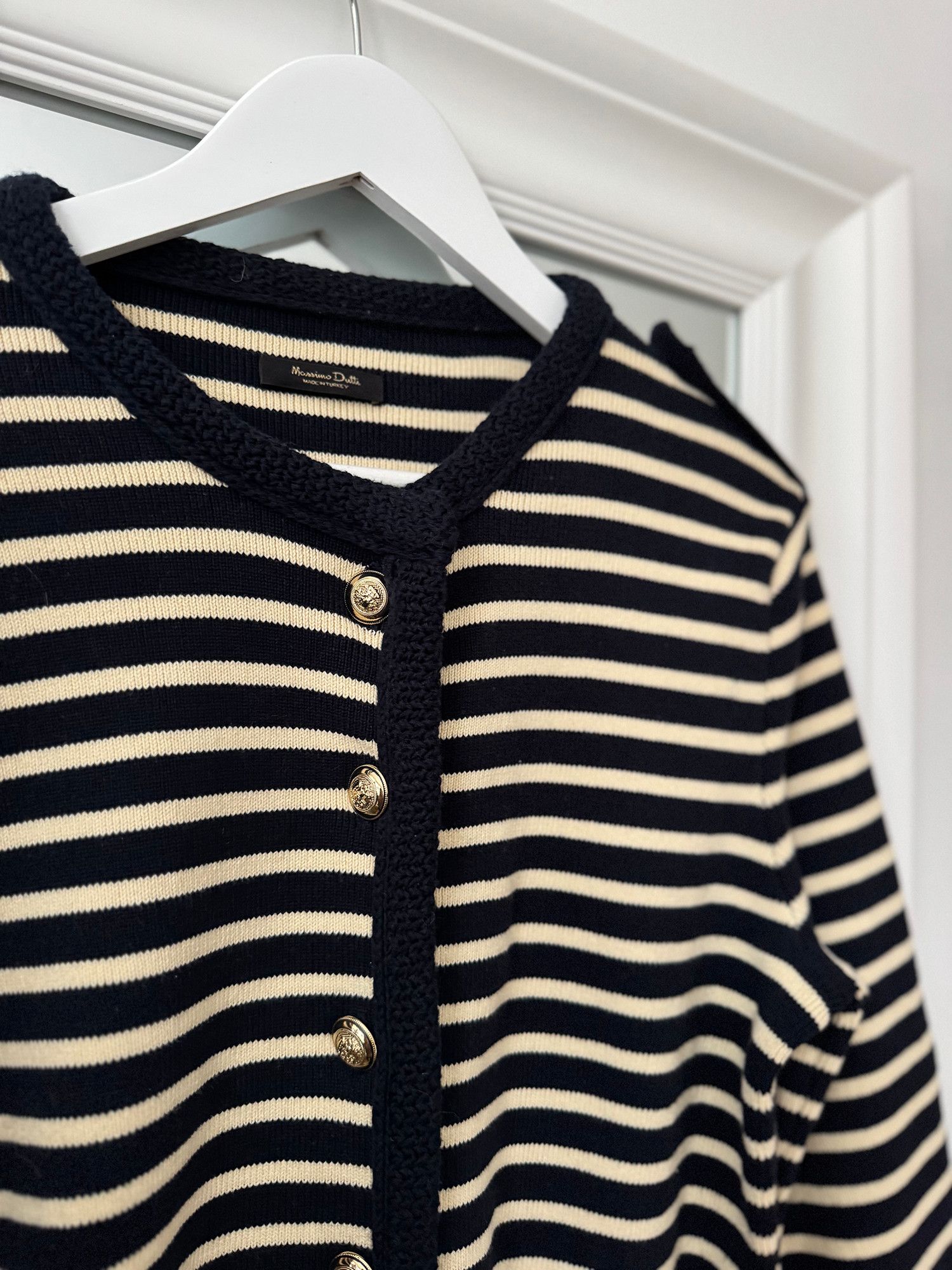 Massimo Dutti striped jacket cardigan massimo dutti viral navy beige Size M / US 6-8 / IT 42-44 - 4 Thumbnail