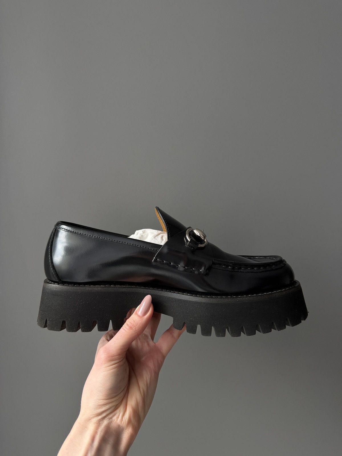 Gucci Gucci “Sylke” Horsebit Leather Loafers with Chunky Platform Size US 7 / IT 37 - 4 Thumbnail