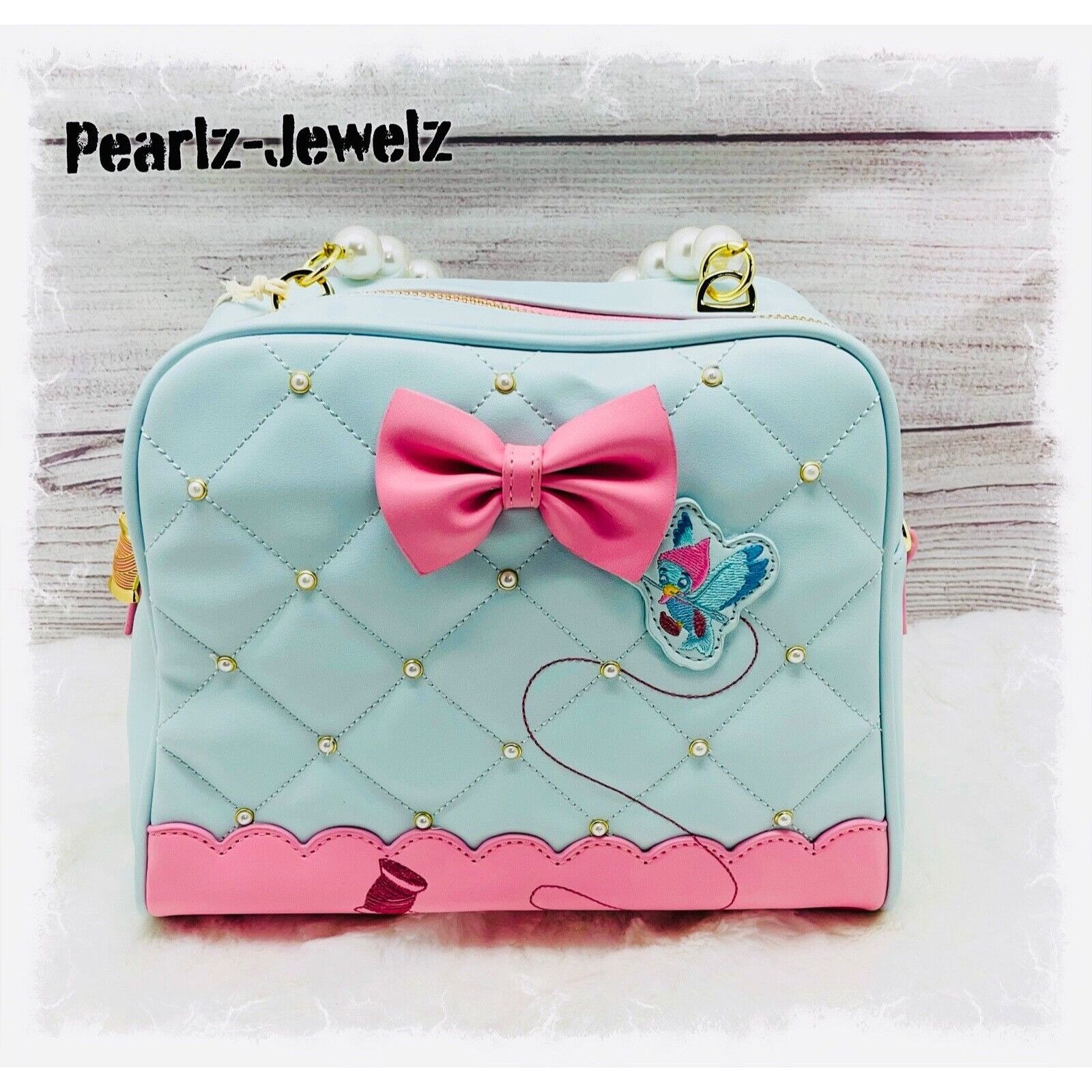 image of Loungefly Disney Princess Cinderella Pearl Handbag Purse Cro in Blue, Women's