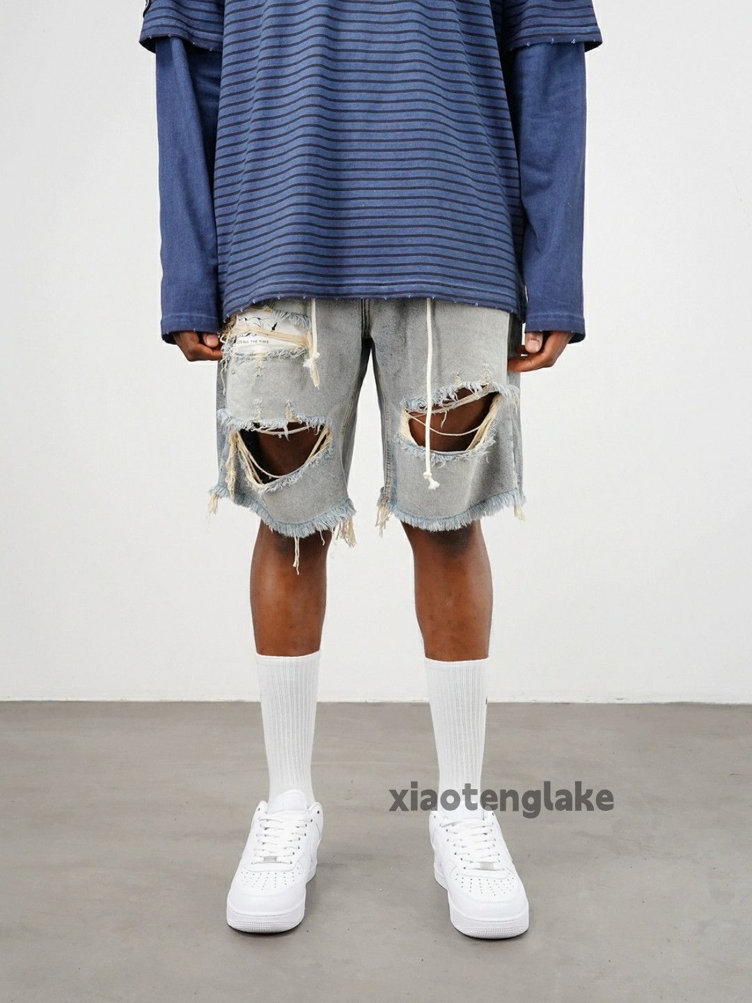 Jean × Vintage washed faded skate hiphop damaged ripped shorts Size US 36 / EU 52 - 2 Thumbnail