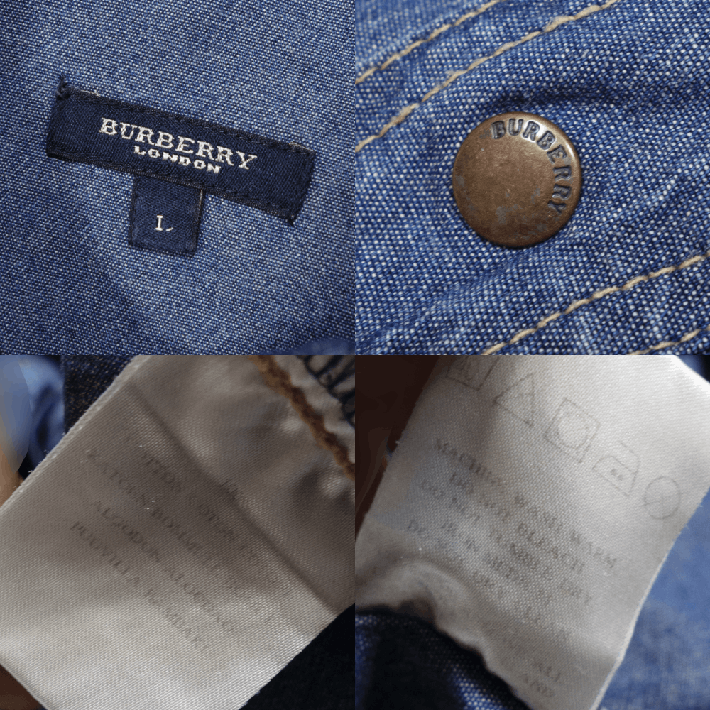Burberry 00S Nova Check Denim Shortsleeve Shirt Size US L / EU 52-54 / 3 - 7 Thumbnail