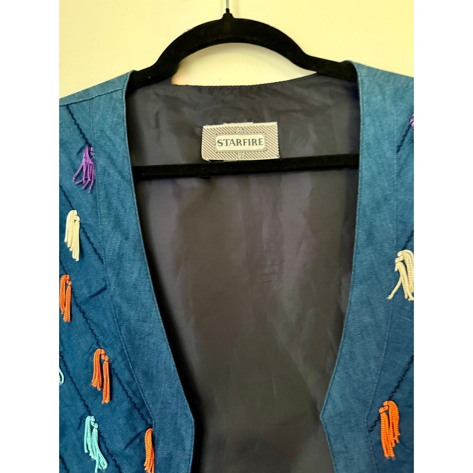 Vintage Vintage 70’s Blue tassel Open Front Vest Jacket Large Size L / US 10 / IT 46 - 3 Thumbnail