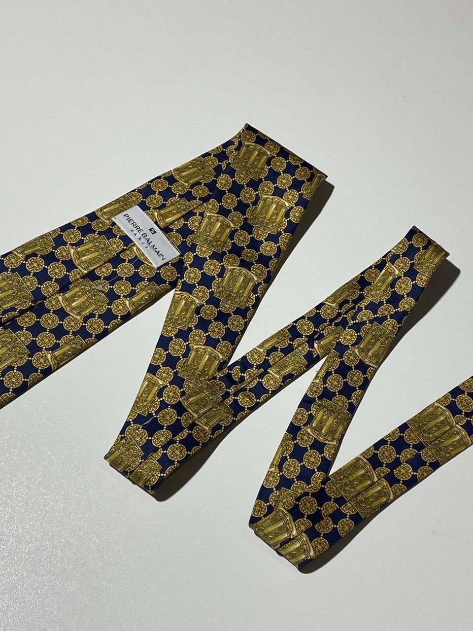 Balmain Pierre Balmain Vintage Tie Silk Baroque Gold Blue Size ONE SIZE - 2 Thumbnail