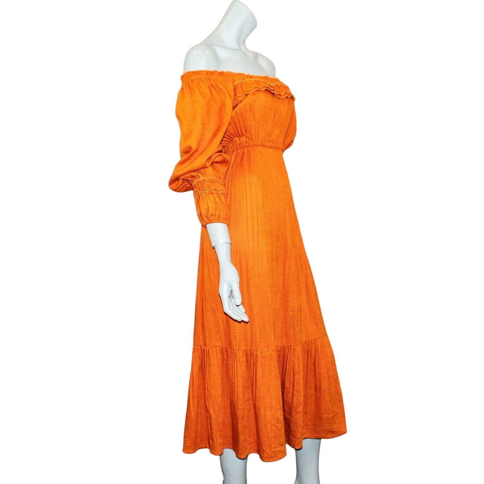 NICHOLAS NICHOLAS Pleated Prairie Dress in Deep Orange Size 0 Size XS / US 0-2 / IT 36-38 - 4 Thumbnail