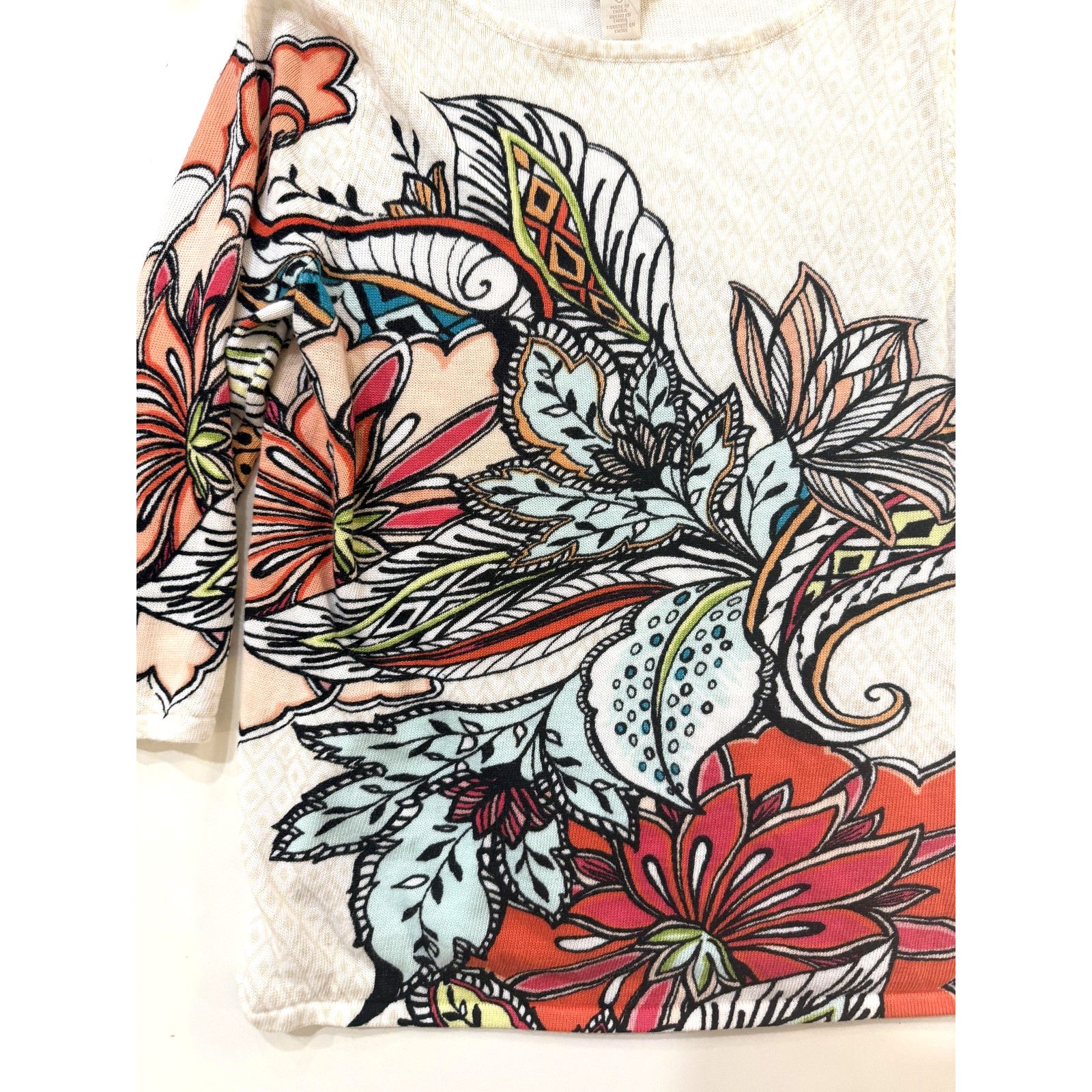 Chicos Chico's Sweater Womens Small 0 Multicolor Floral Crewneck Size S / US 4 / IT 40 - 2 Thumbnail