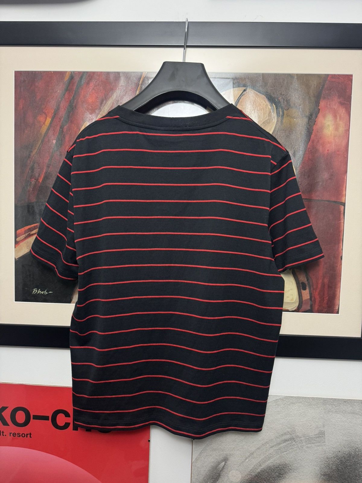Celine Celine Triomphe Mini Logo Designer Stripes Black Red Tee Size US M / EU 48-50 / 2 - 2 Thumbnail