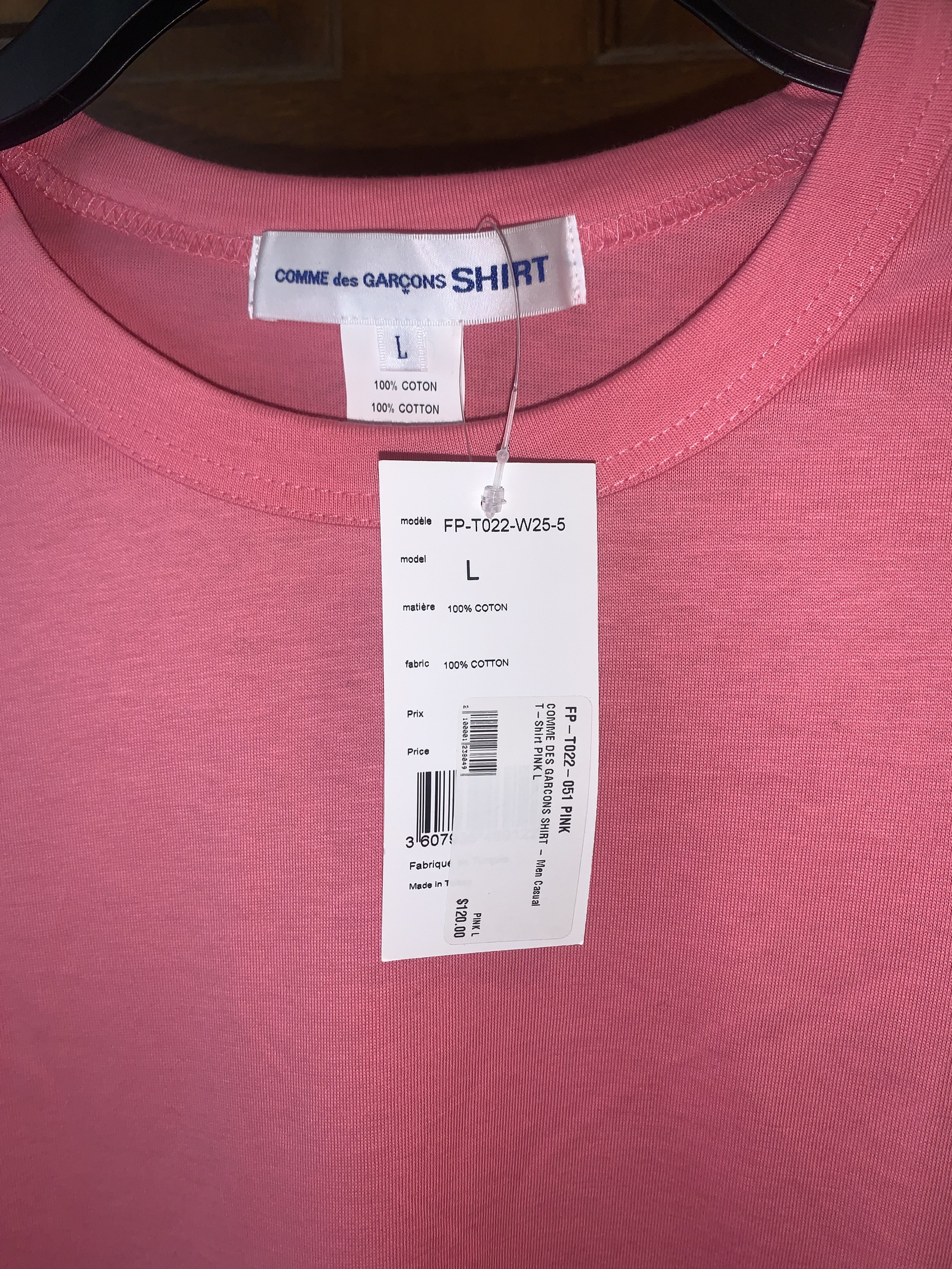 Comme des Garcons SHIRT Pink Basic T-shirt (Retails for $120) Size US L / EU 52-54 / 3 - 4 Thumbnail