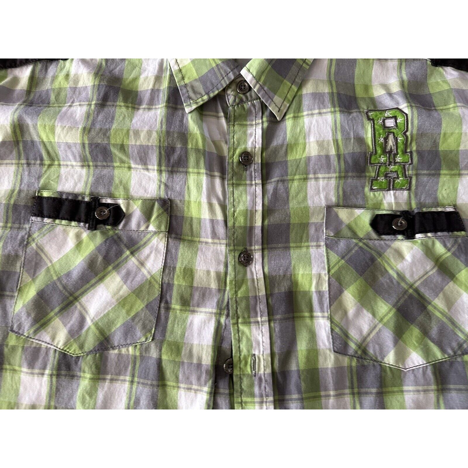 Other Red Ape Mens Shirt 2XL Plaid Green/Gray/White w/Black Trim Size US XXL / EU 58 / 5 - 3 Thumbnail