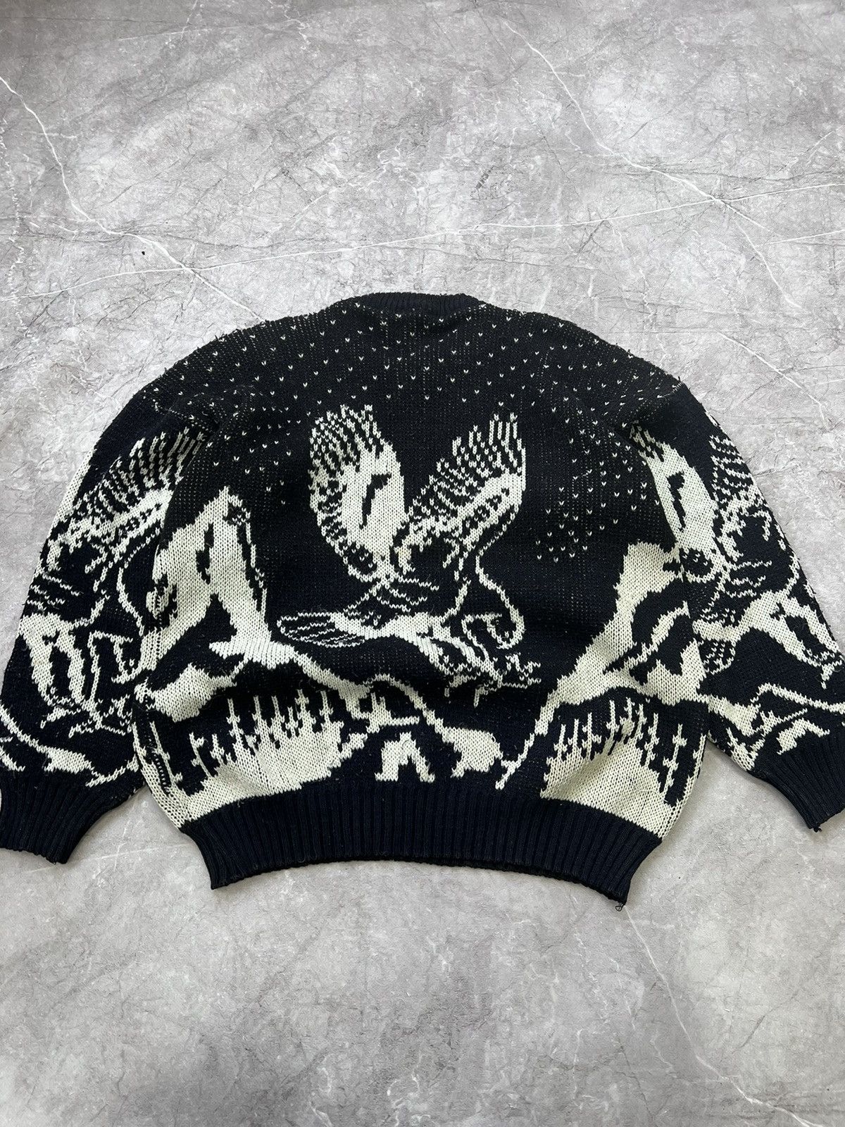 Hysteric Glamour × If Six Was Nine × Le Grande Bleu (L.G.B.) VINTAGE BOXY ARCHIVE EAGLE BLACK SWEATER CREWNECK Size US M / EU 48-50 / 2 - 7 Thumbnail