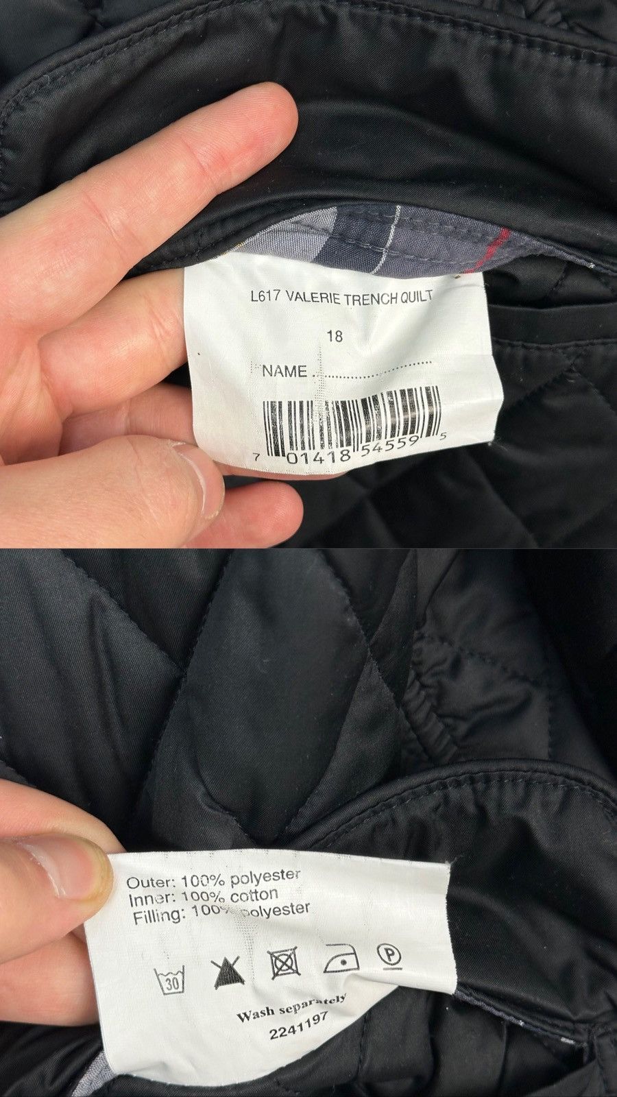 Barbour Barbour Valerie Black Quilted Tartan Check Trench Coat Size XL / US 12-14 / IT 48-50 - 16 Thumbnail