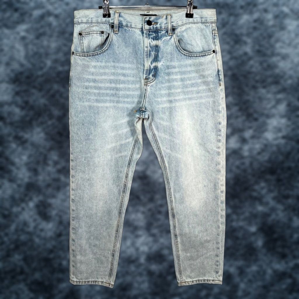 Vintage Sampson And Taylor Mens Large Blue Light Wash Denim Jeans 100% Cotton Jeans Size US 33 - 1 Thumbnail