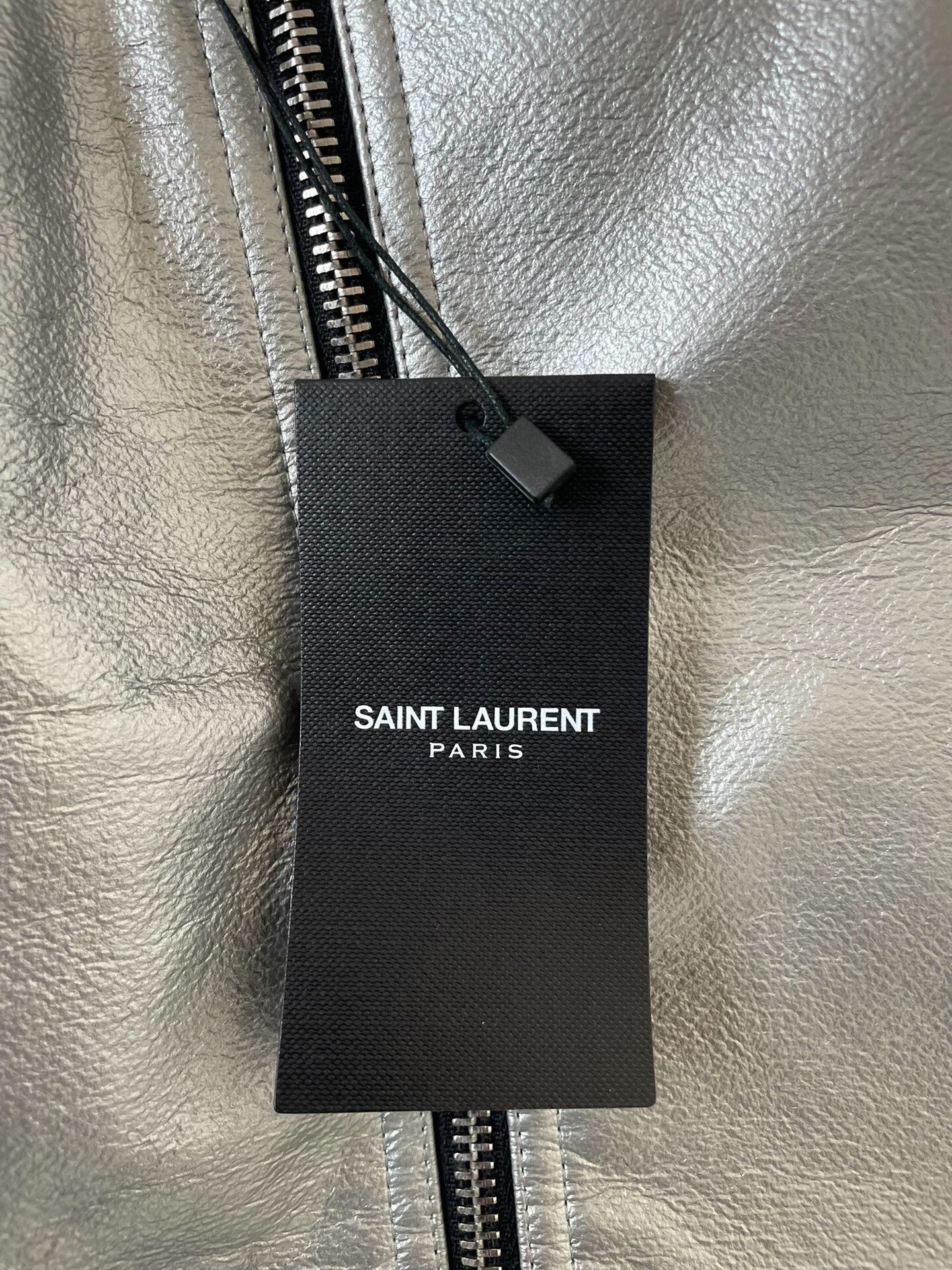 Saint Laurent Paris silver lambskin biker jacket by Saint Laurent. Size US M / EU 48-50 / 2 - 4 Thumbnail