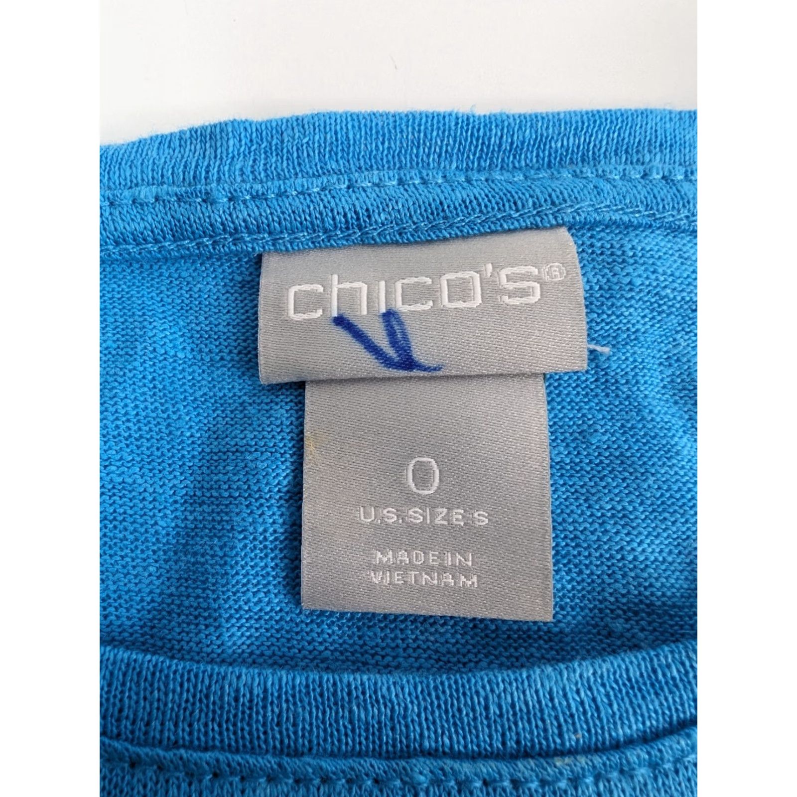 Vintage Chico's Women’s Blue Knit Linen Short Flutter Sleeve Top Sz 0 Small S Knit Linen Flutter Sleeve Shirt Womens Blue 570326950 Size S / US 4 / IT 40 - 5 Thumbnail