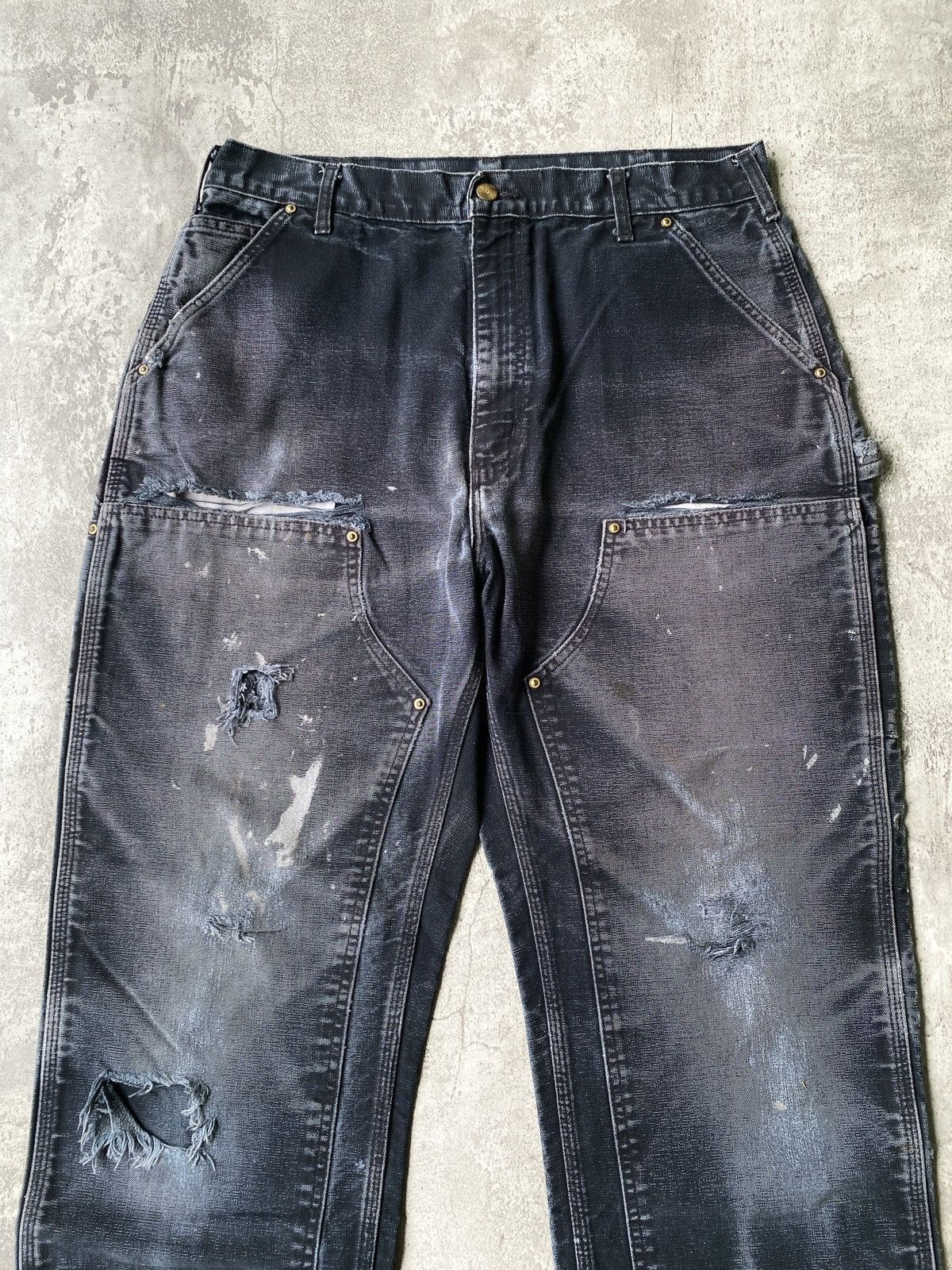 Carhartt Distressed Faded Vintage Carhartt Double Knee B01 Black Size US 36 / EU 52 - 3 Thumbnail