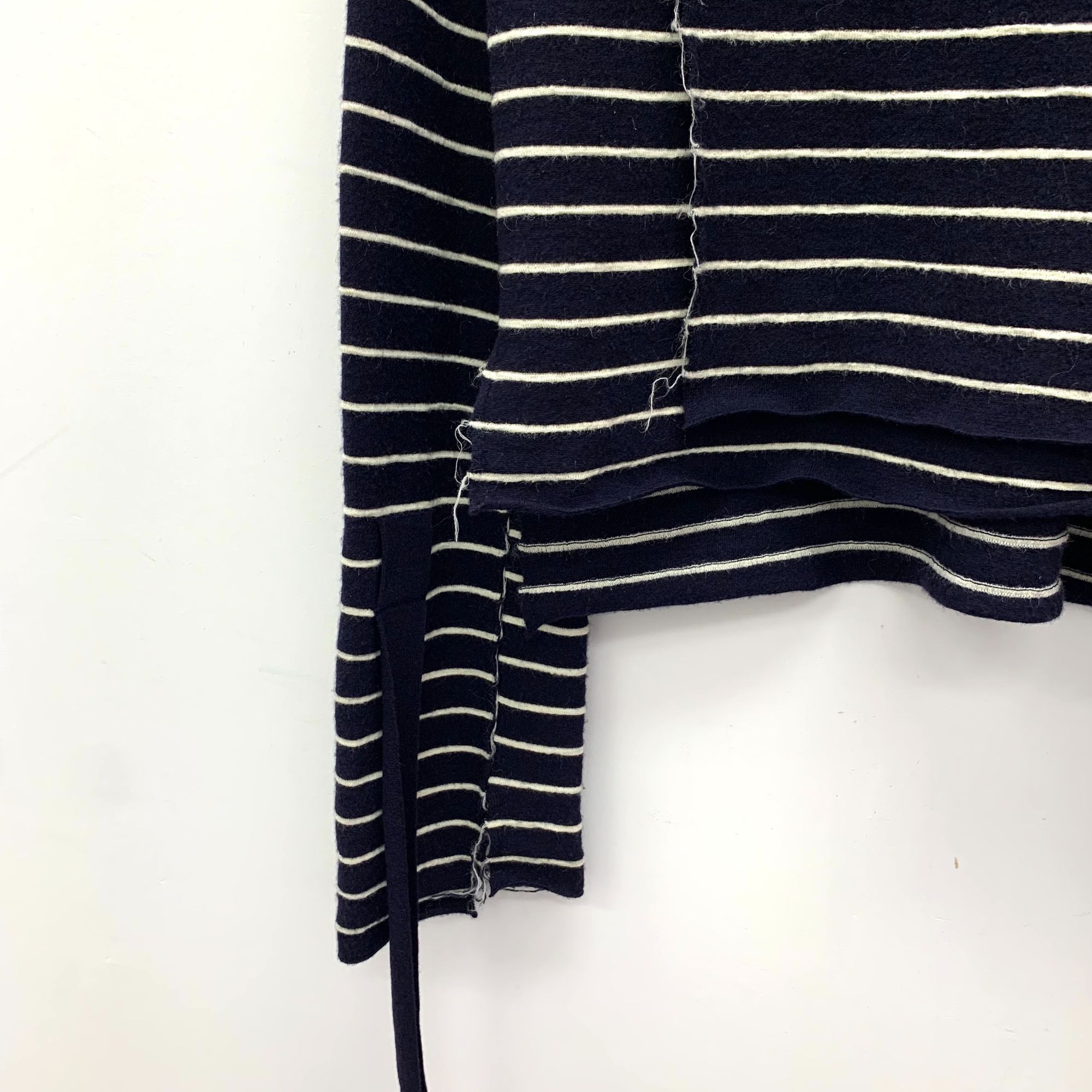 Celine CELINE Navy & White Striped Wool Blend Asymmetrical Sweater Size S / US 4 / IT 40 - 6 Thumbnail