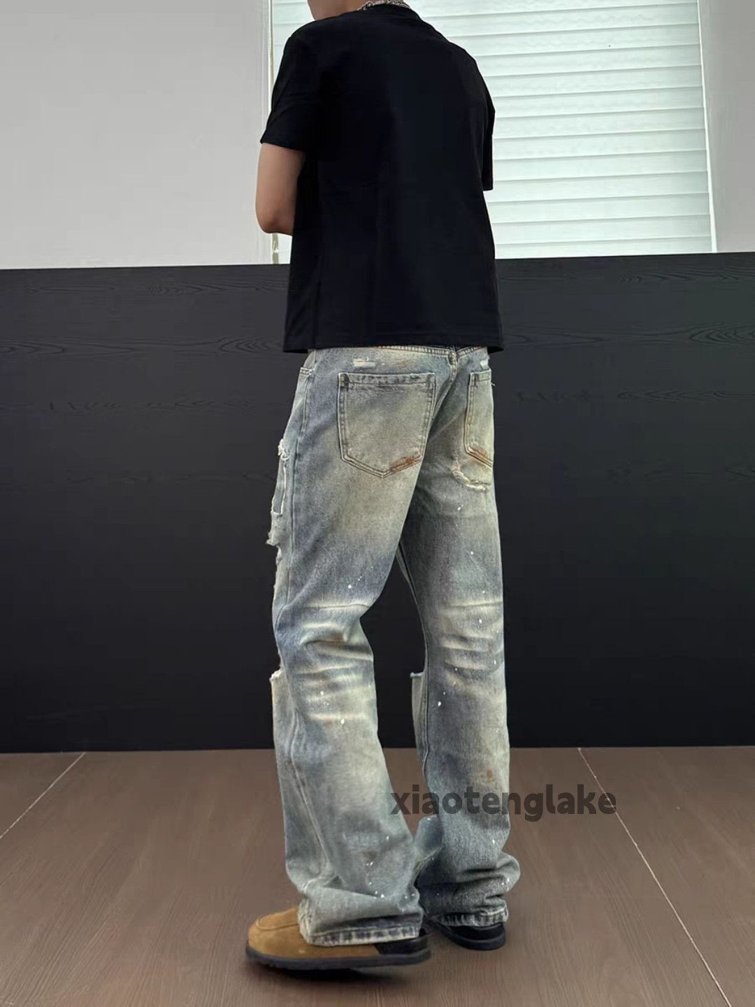 Jean ltx vintage washed faded ripped damaged Stain punk jeans Size US 34 / EU 50 - 7 Thumbnail