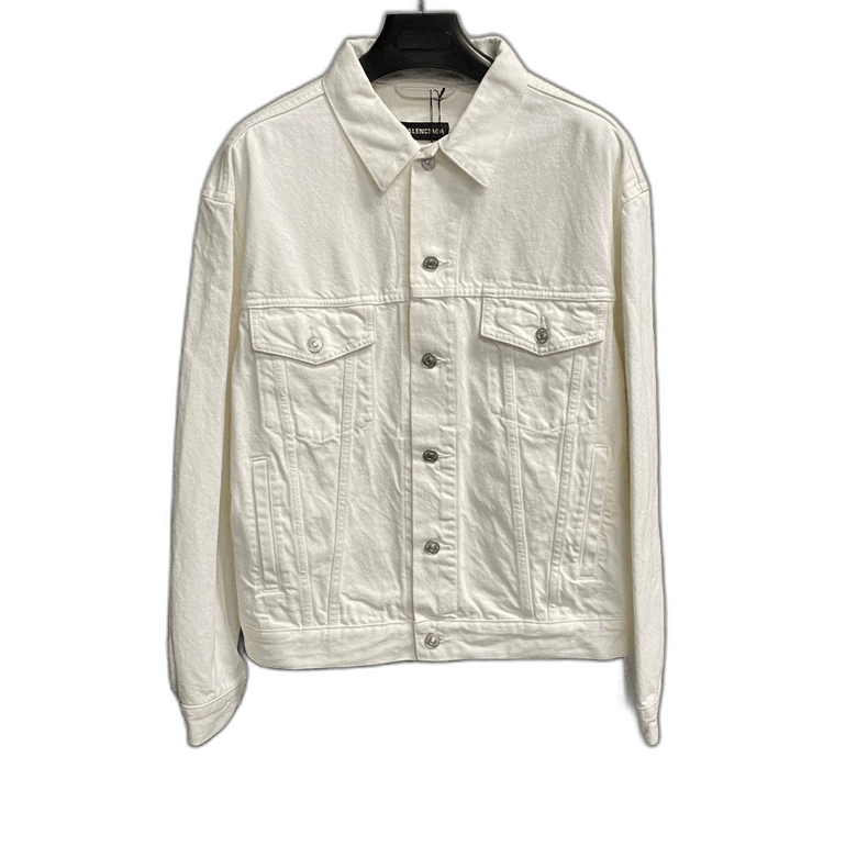 Balenciaga Balenciaga White Embroidered Logo Denim Jacket-2506 Size US L / EU 52-54 / 3 - 1 Thumbnail