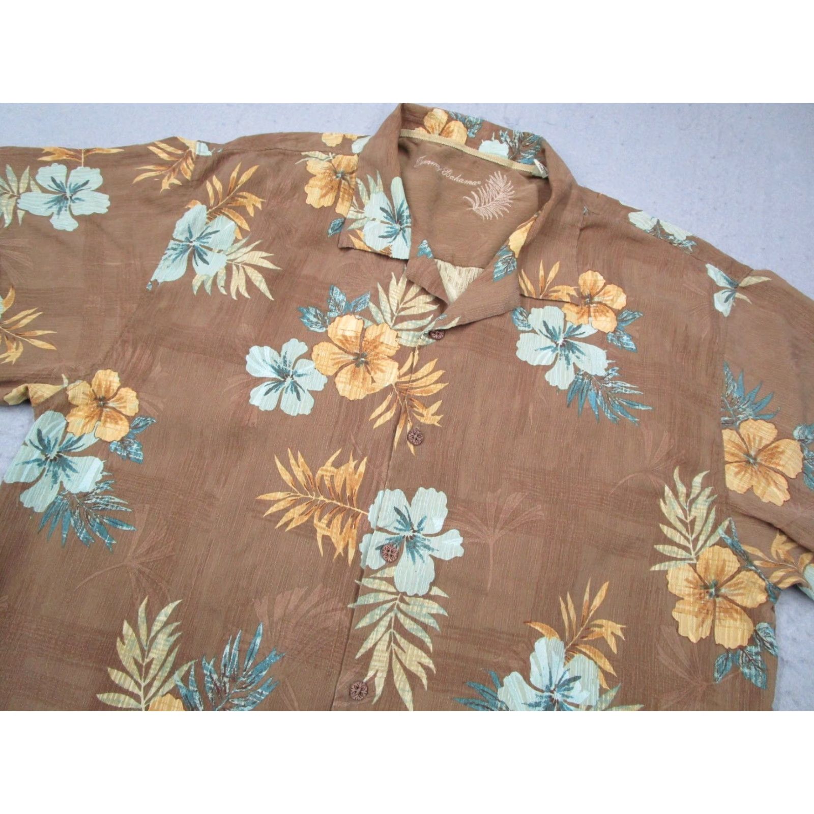 Tommy Bahama VINTAGE Tommy Bahama Shirt Men XL Brown Floral Hibiscus Hawaiian Short Sleeve Silk Casual Size US XL / EU 56 / 4 - 2 Thumbnail