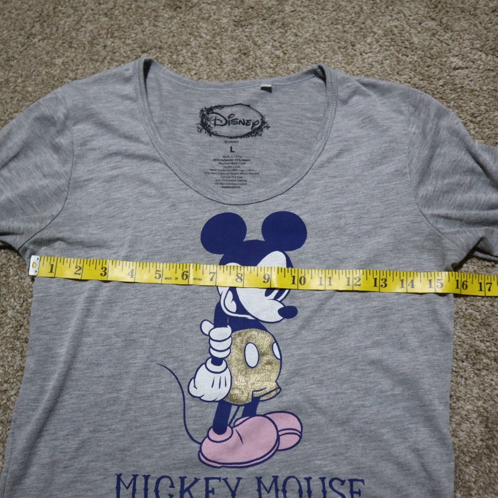 Disney Disney Shirt Women L Cropped Mickey Mouse Glasses Sunglasses Gray 100% Cotton Round Neck Short Sleeve Casual Shirt Mens Girls Size L / US 10 / IT 46 - 4 Thumbnail