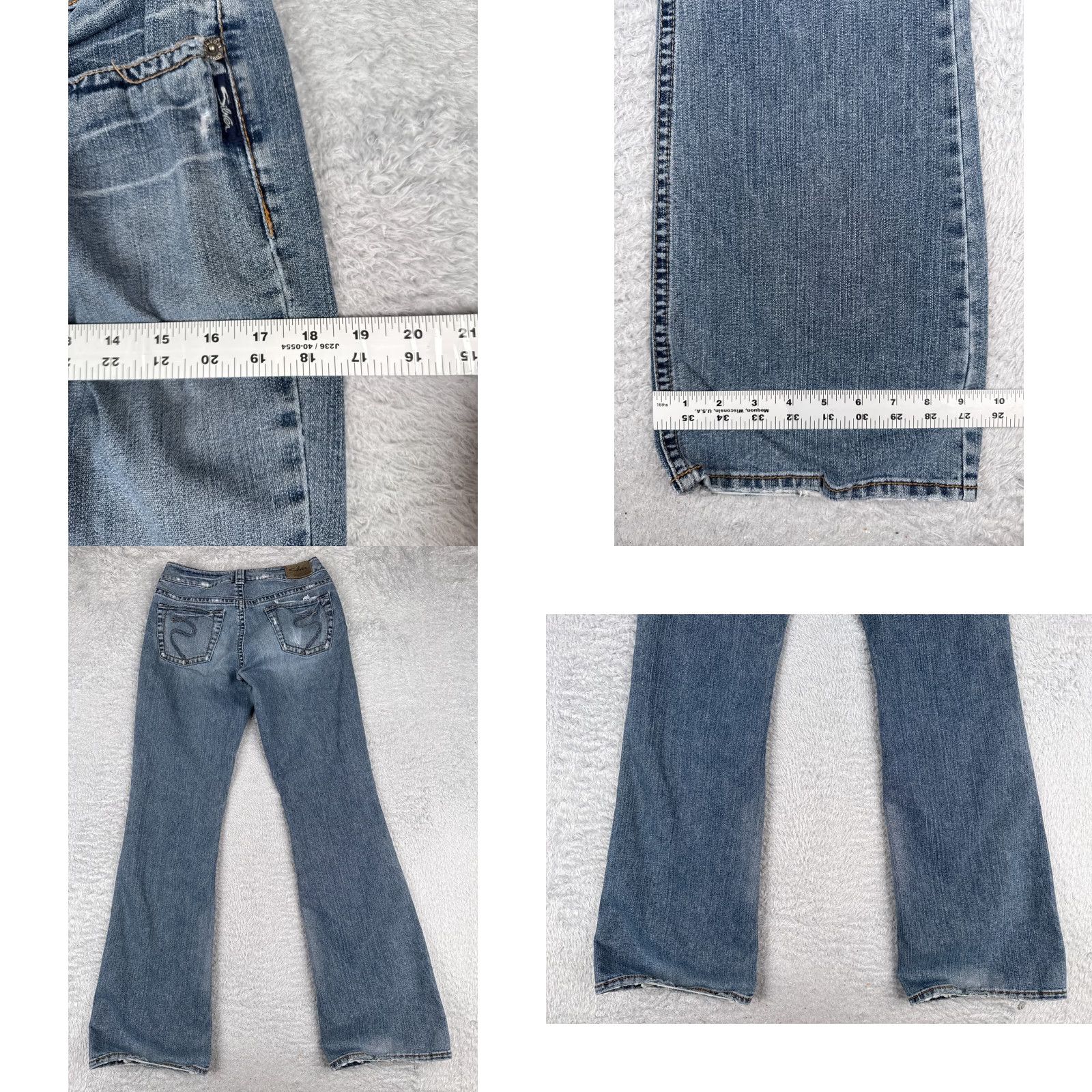 Silver Jeans Co. Silver Jeans Suki Womens Jeans Bootcut 30x29 Blue Denim Distressed Cotton Regular 5-Pocket Pocket Style MId Rise - Silver Jeans Size 30" / US 8 / IT 44 - 9 Thumbnail
