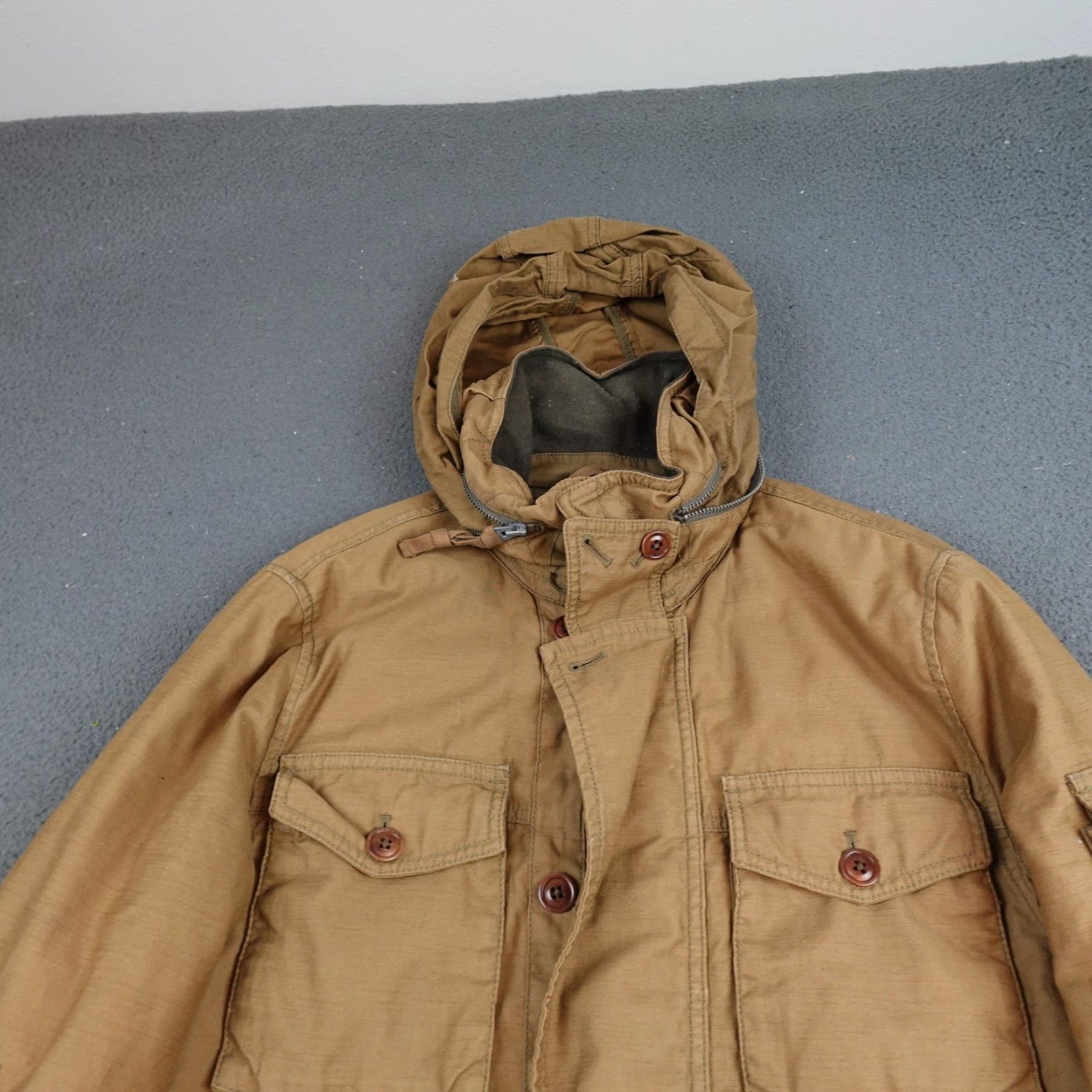 J.Crew J.Crew Field Mechanics Jacket Mens M Beige Hooded Canvas Full Zip Insulated Military Style Shirt? Size US M / EU 48-50 / 2 - 5 Thumbnail