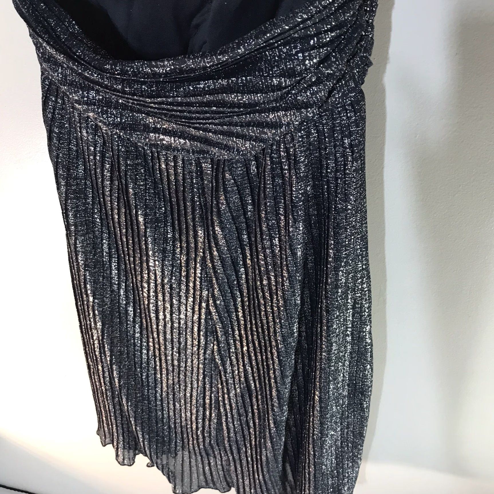 Vintage B. Darlin Silver Metallic Strapless Flowy Party Dress Womens Size 1/2 USA Size XS / US 0-2 / IT 36-38 - 5 Thumbnail