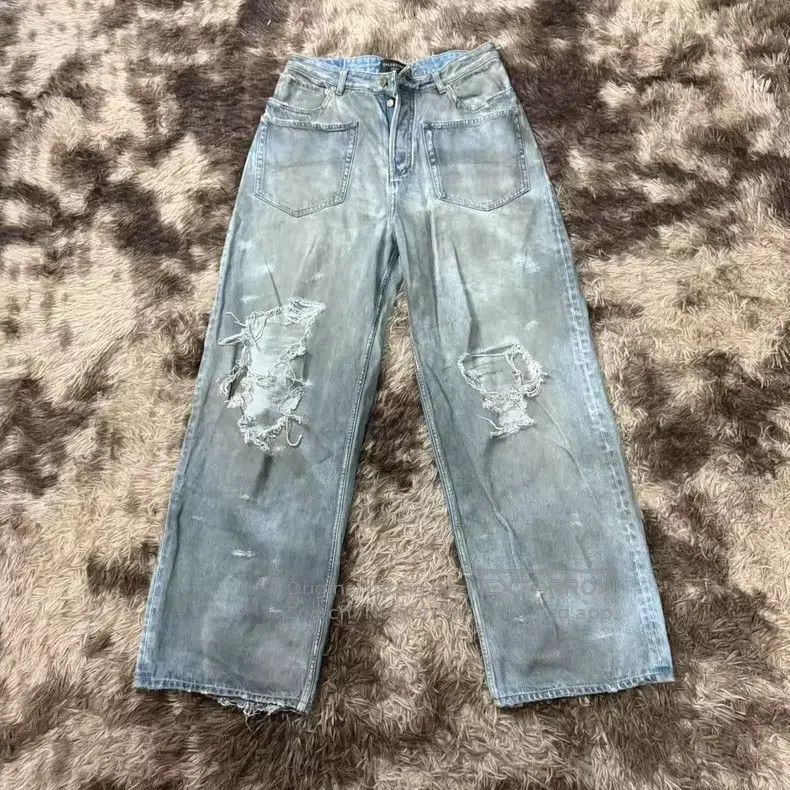Balenciaga Balenciaga size S Mud season 23ss reverse distressed jeans Size US 27 - 1 Thumbnail