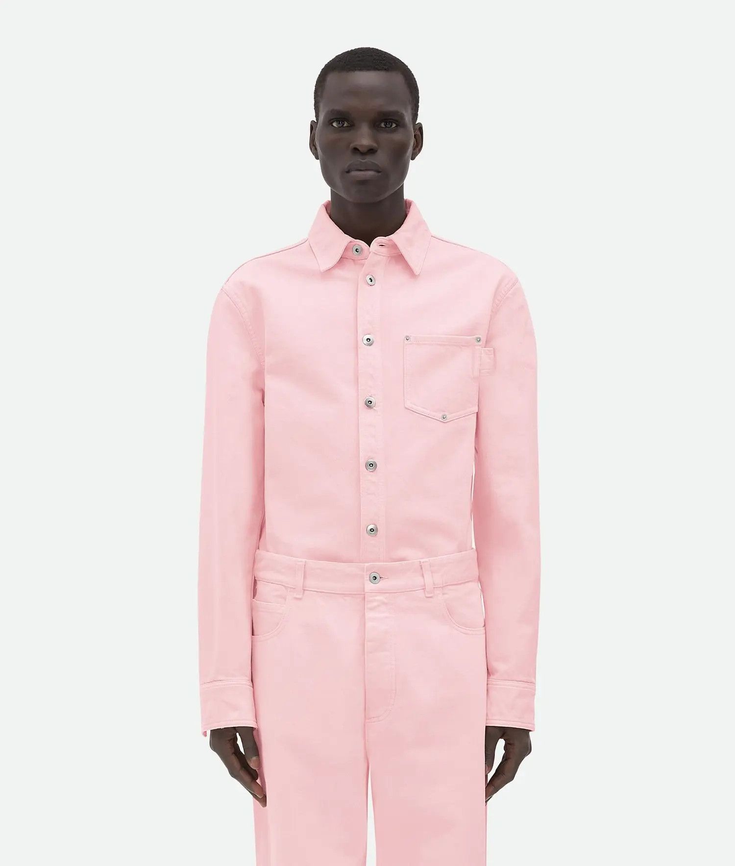 Bottega Veneta o1bcso1str0725 Wash Denim Shirt in Pink Size US L / EU 52-54 / 3 - 1 Thumbnail