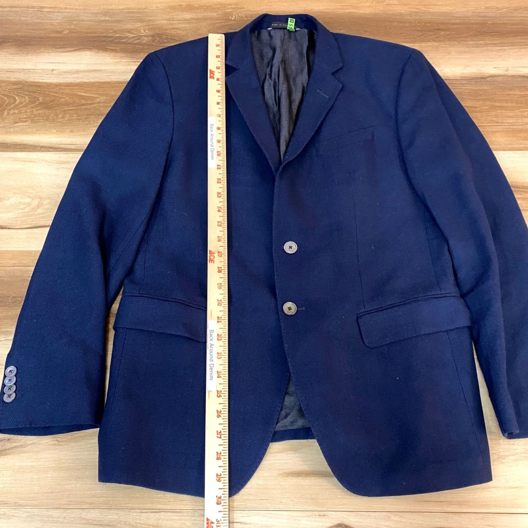 Hugo Boss Hugo Boss Navy Blue 42R Wool 2 Button Blazer Sport Coat Jacket Mens Wool Blazer Business Formal Wedding Size 42R - 7 Thumbnail