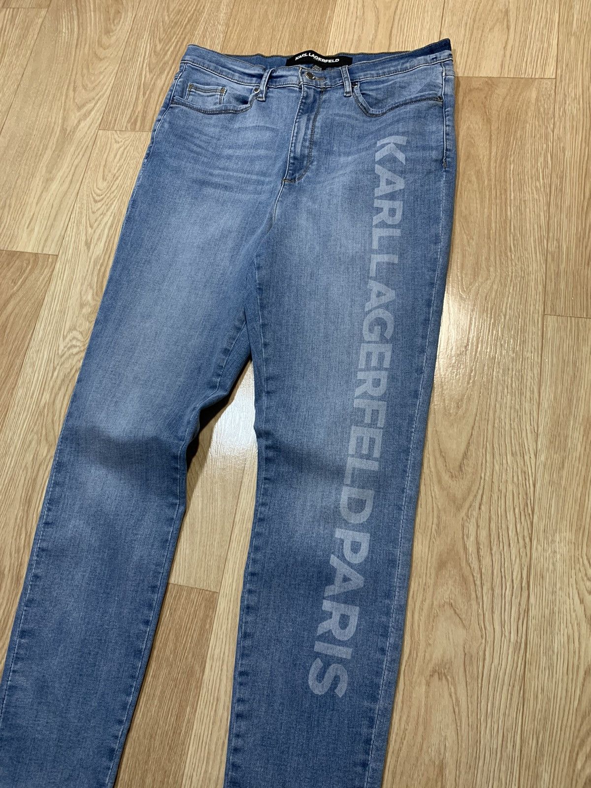 Karl Lagerfeld Karl Lagerfeld Paris Designer Big Logo Denim Pants Size 12 Size 30" / US 8 / IT 44 - 2 Thumbnail