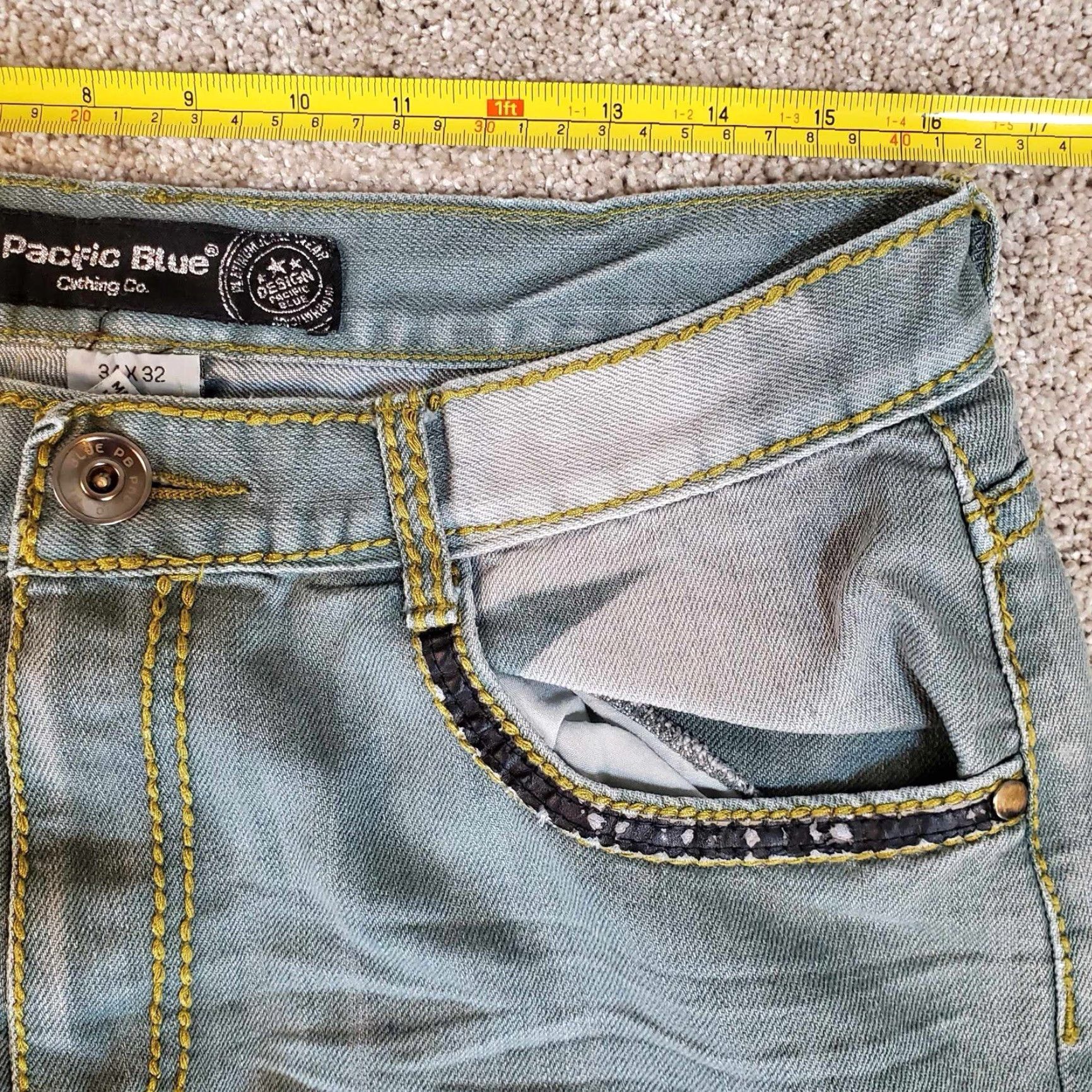 CO VINTAGE Pacific Blue Clothing Co Pants Jeans Denim Men 34 Regular 32in Blue Size 34 Adult Mens Size US 34 / EU 50 - 6 Thumbnail